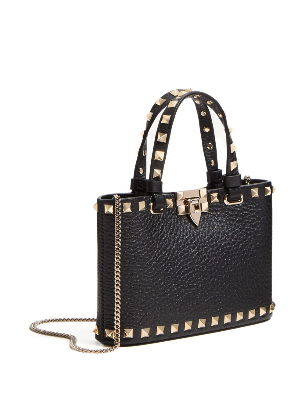 Valentino Garavani Mini Rockstud Shopping Bag in Garnet Calfskin Valentino Garavani