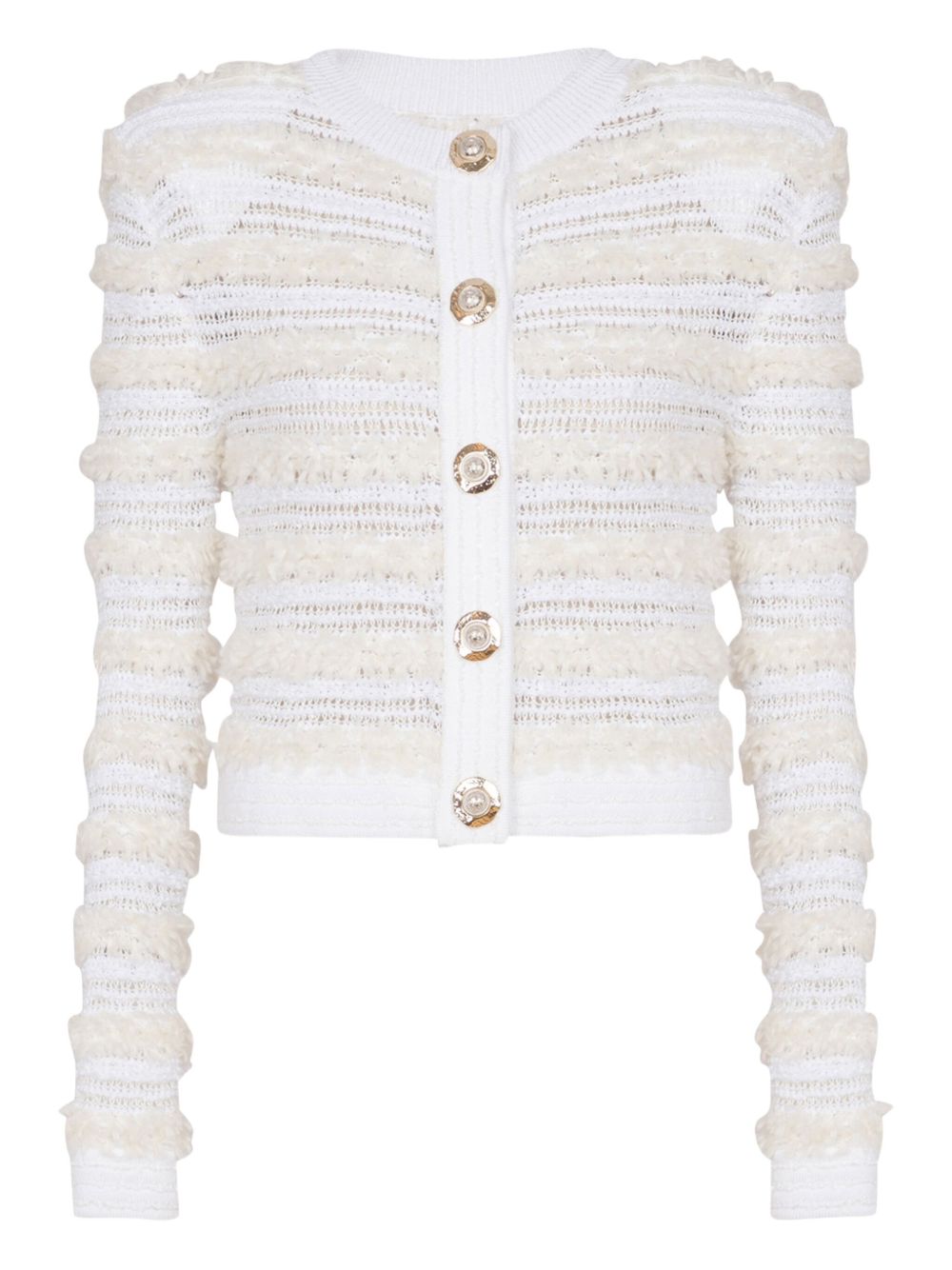 Balmain Long-sleeved tweed-effect knit cardigan