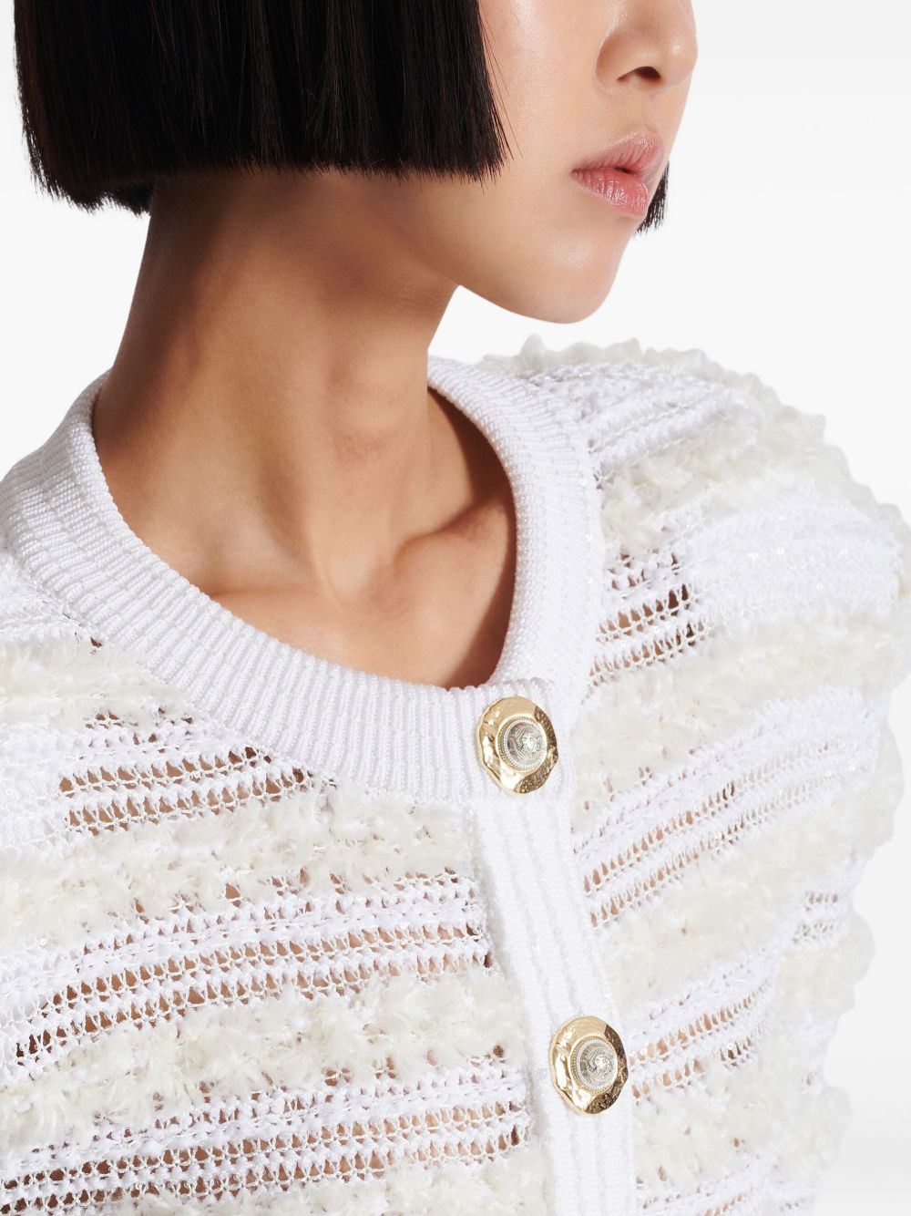 Balmain Long-sleeved tweed-effect knit cardigan Balmain