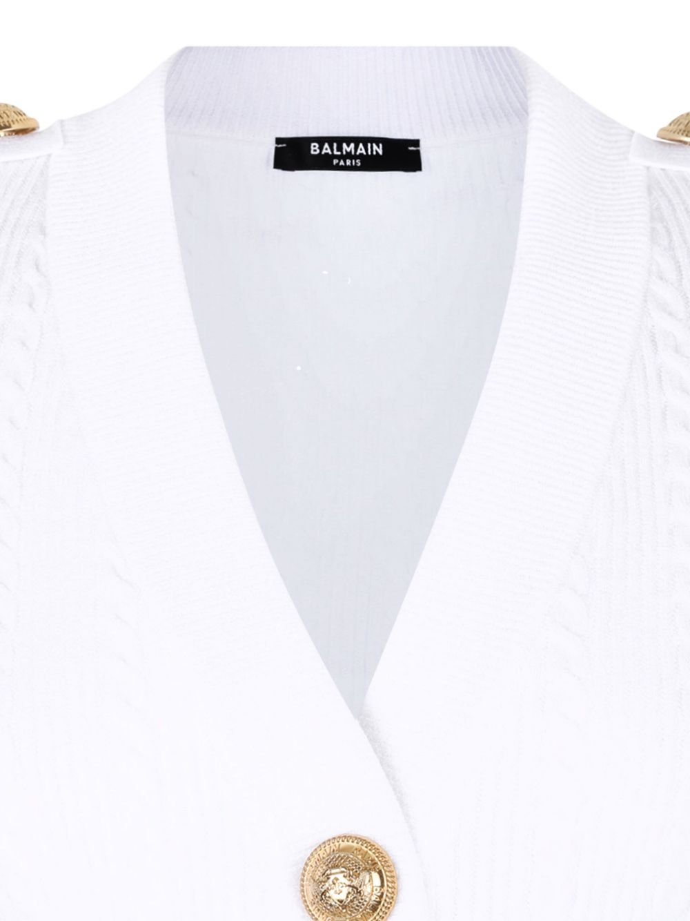 Balmain Button-Trim Cable-Knit Cardigan Balmain