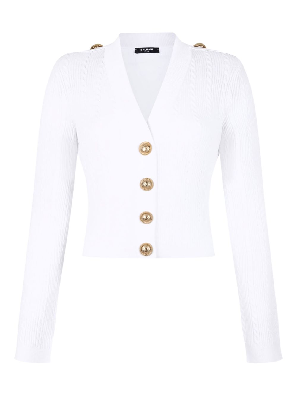 Balmain Button-Trim Cable-Knit Cardigan Balmain