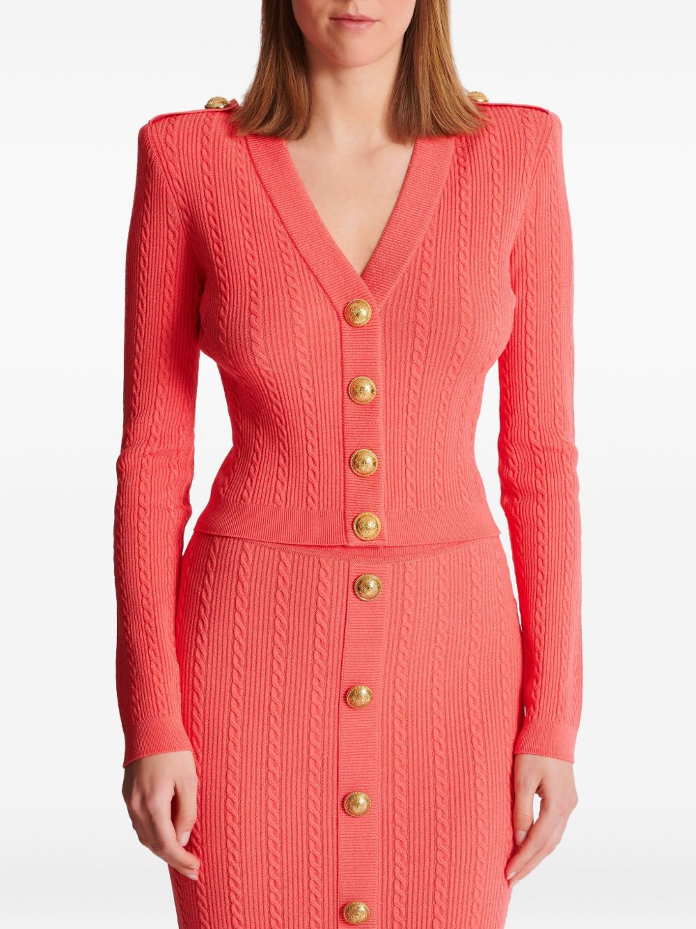 Balmain Long-sleeved twisted knit cardigan Balmain