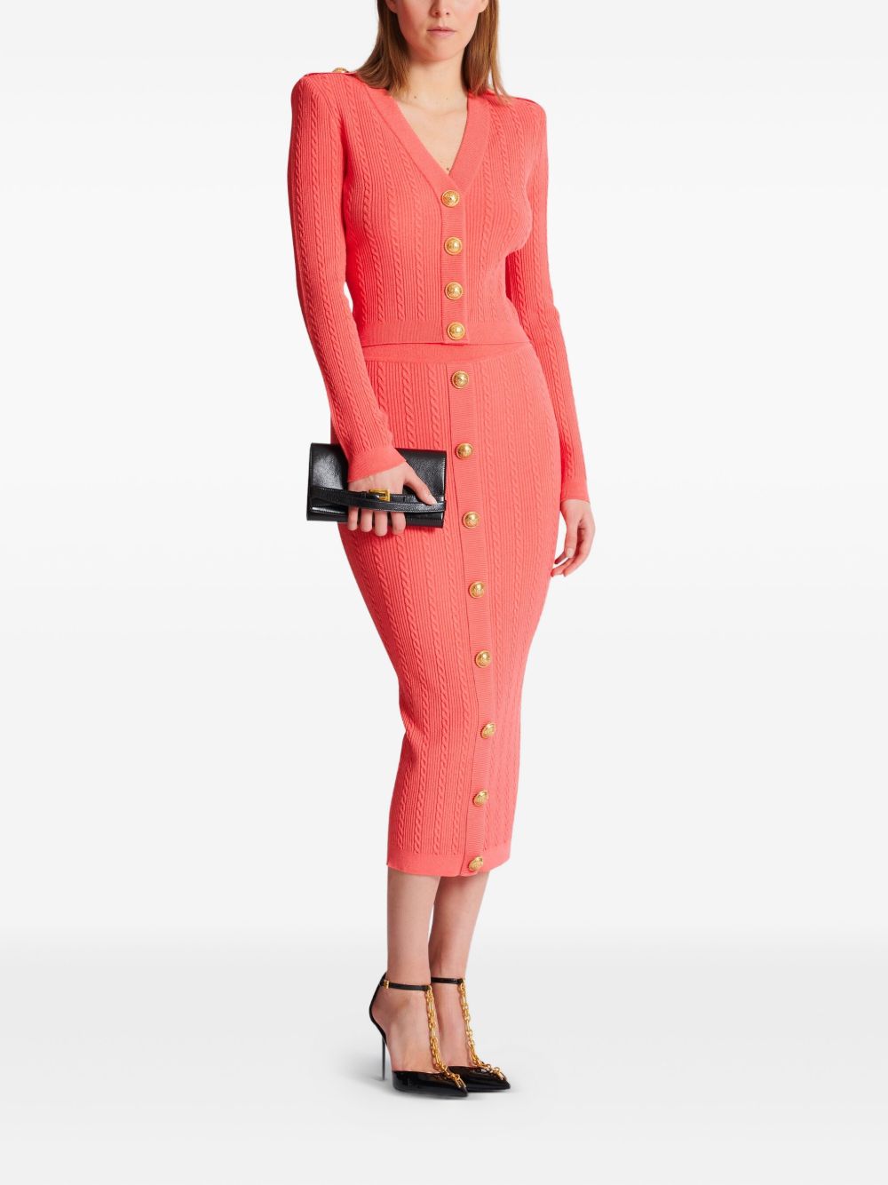 Balmain Long-sleeved twisted knit cardigan Balmain