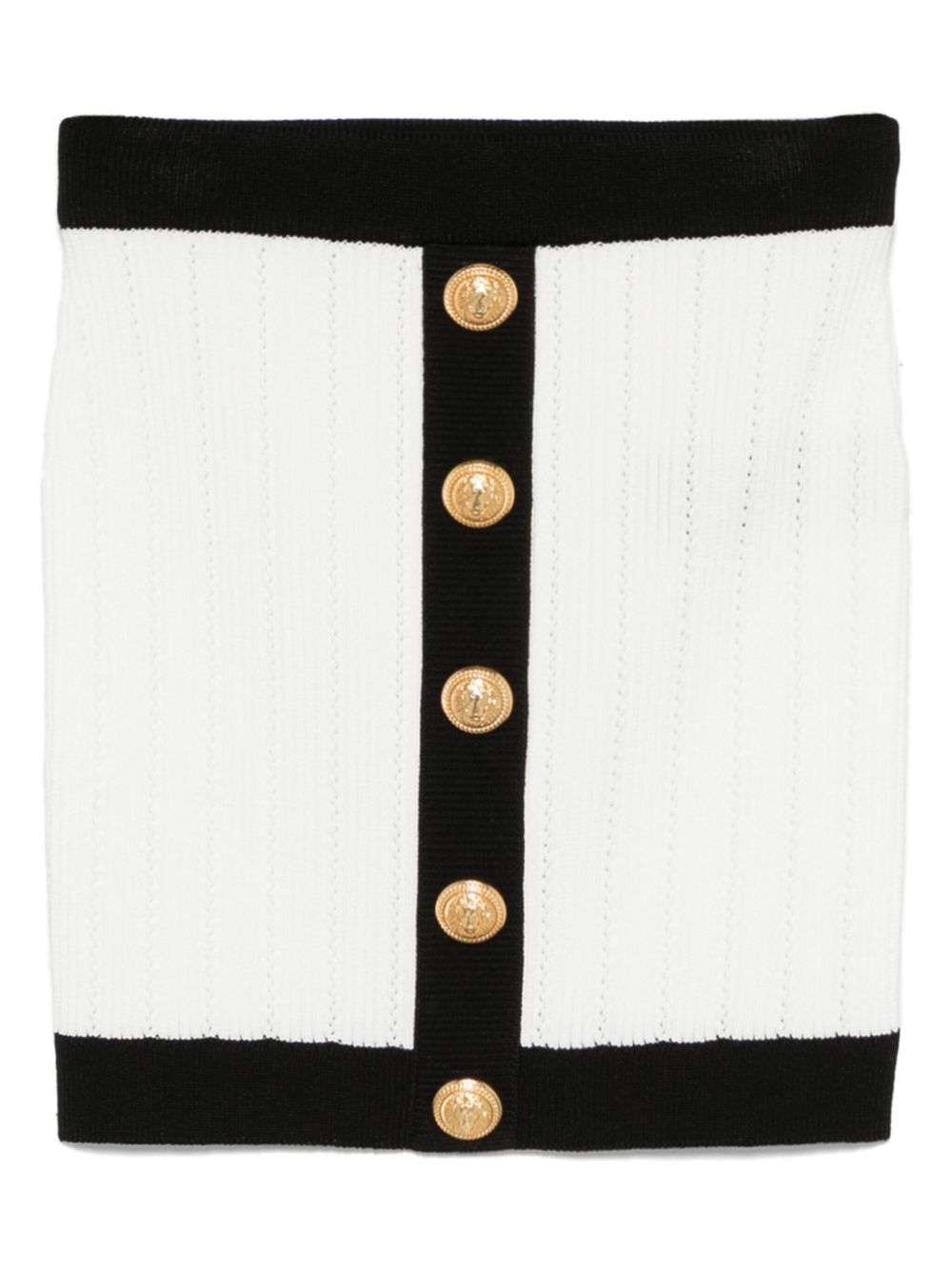 Balmain Button-embellished ribbed-knit mini skirt Balmain