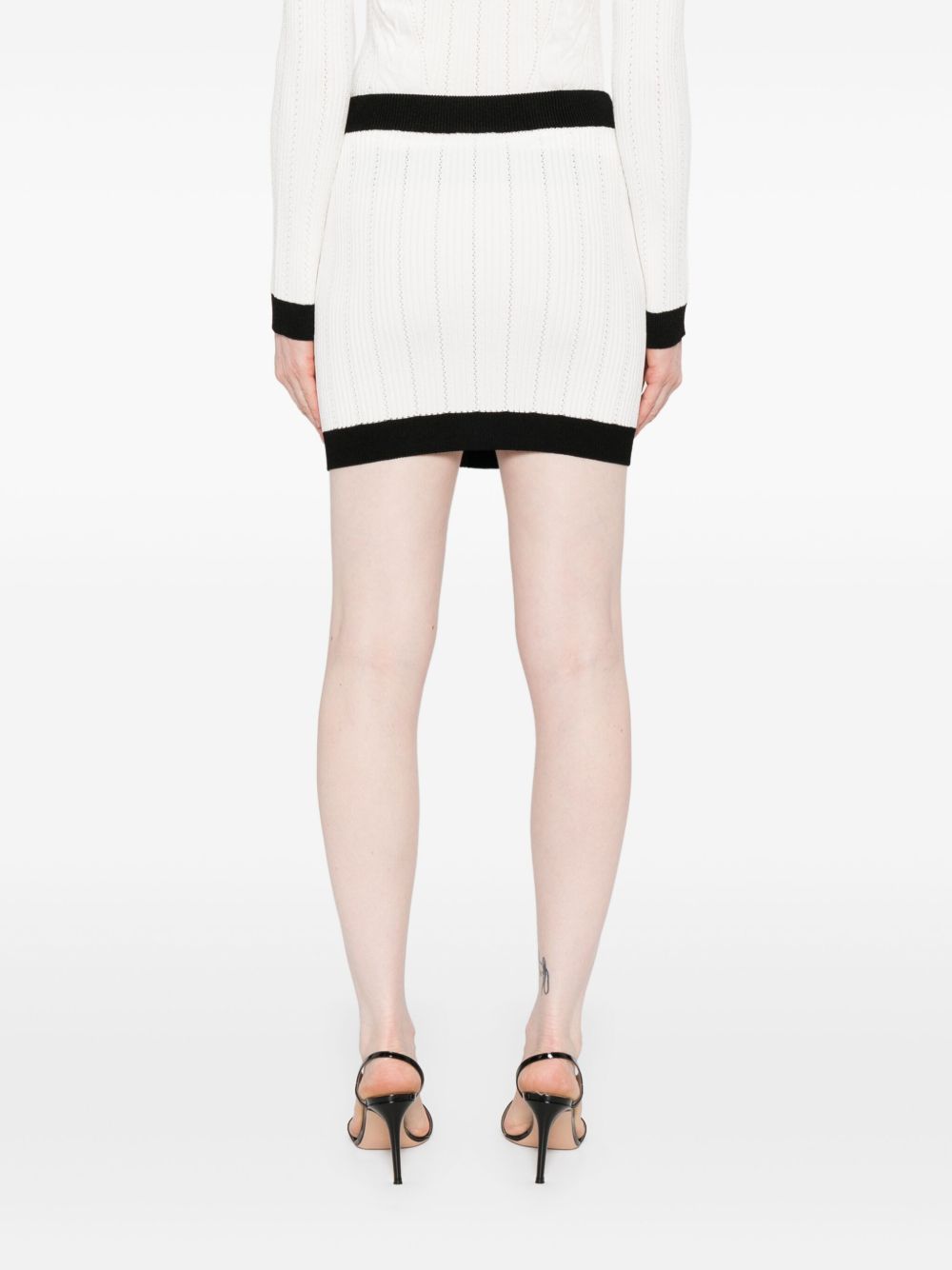 Balmain Button-embellished ribbed-knit mini skirt Balmain