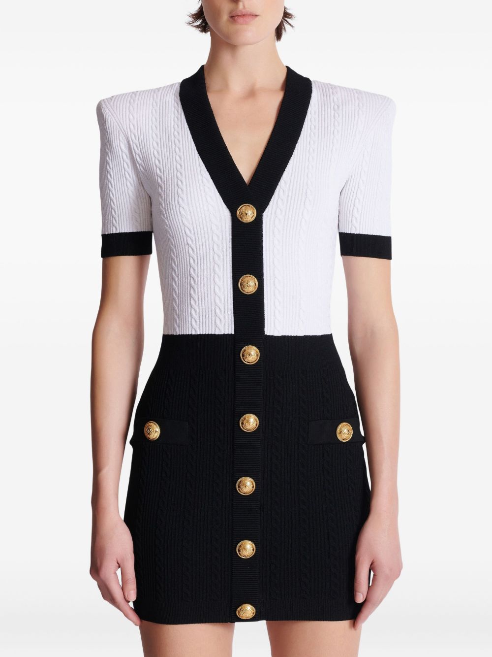 Balmain Two-tone twisted knit bodycon dress Balmain