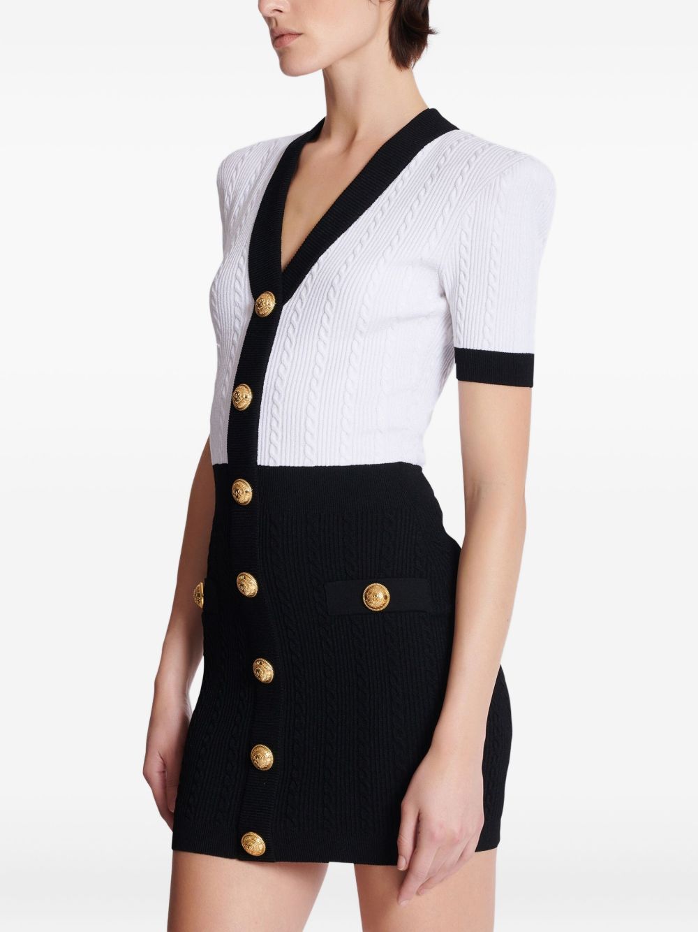 Balmain Two-tone twisted knit bodycon dress Balmain
