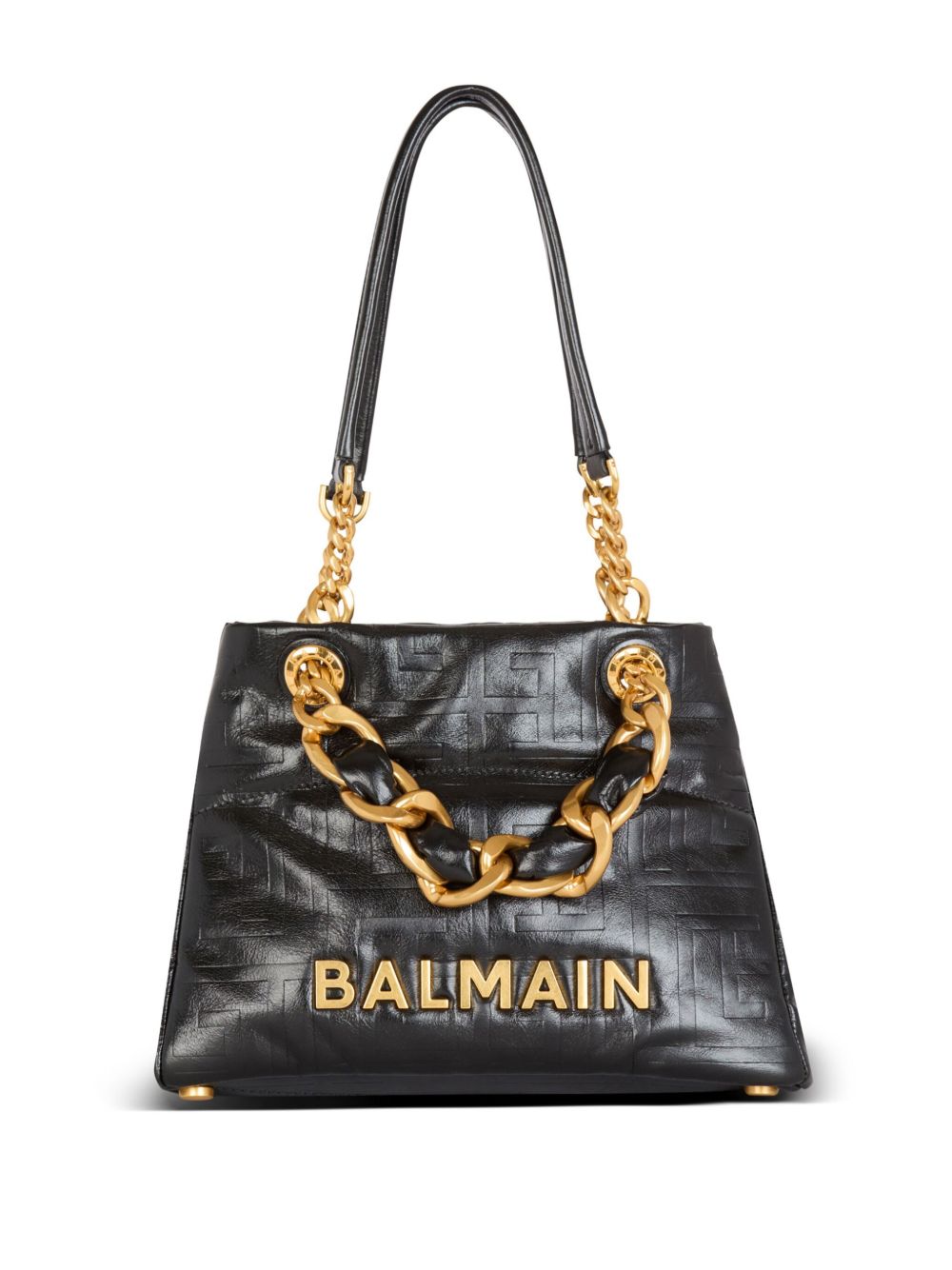 Balmain 1945 Soft PB-monogrammed crinkled small leather tote bag Balmain