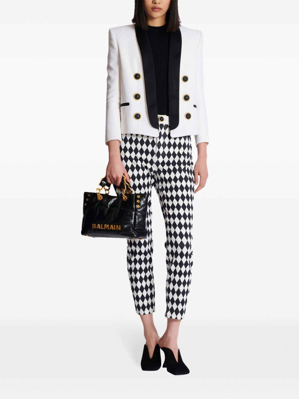 Balmain 1945 Soft PB-monogrammed crinkled small leather tote bag Balmain