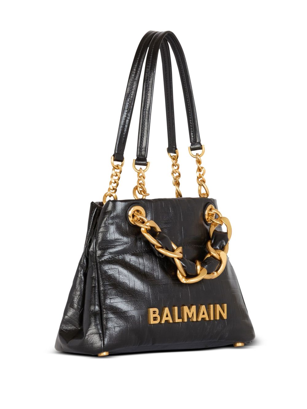 Balmain 1945 Soft PB-monogrammed crinkled small leather tote bag Balmain