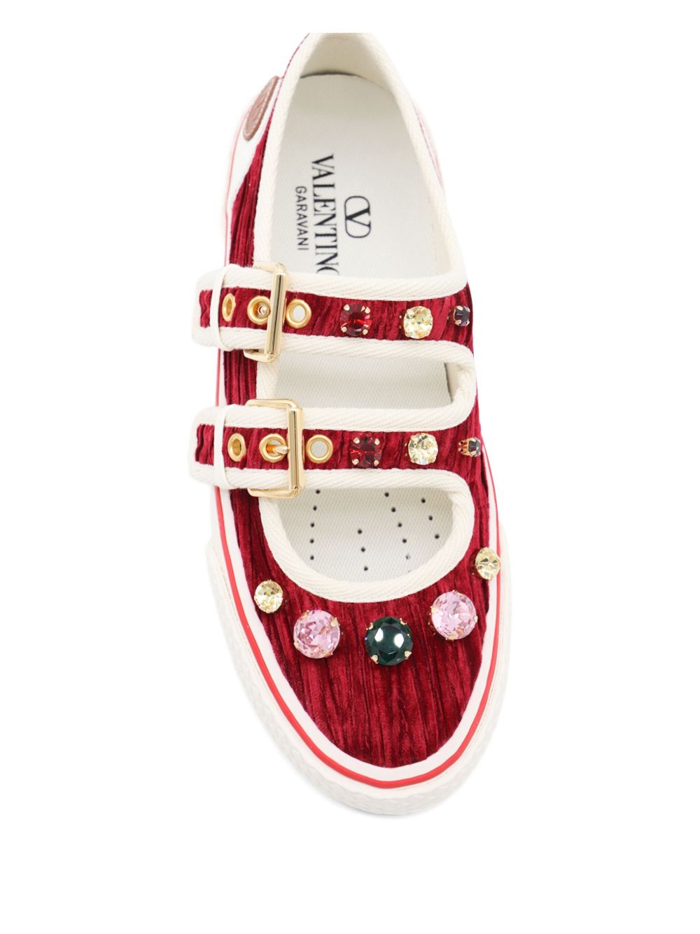 Valentino Garavani Jewel-embellished buckle sneakers Valentino Garavani