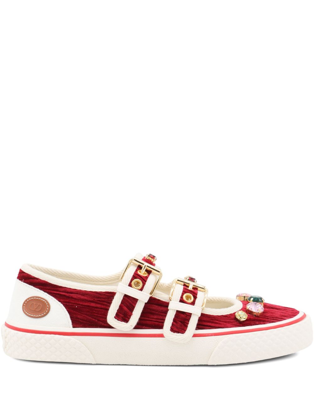 Valentino Garavani Jewel-embellished buckle sneakers Valentino Garavani