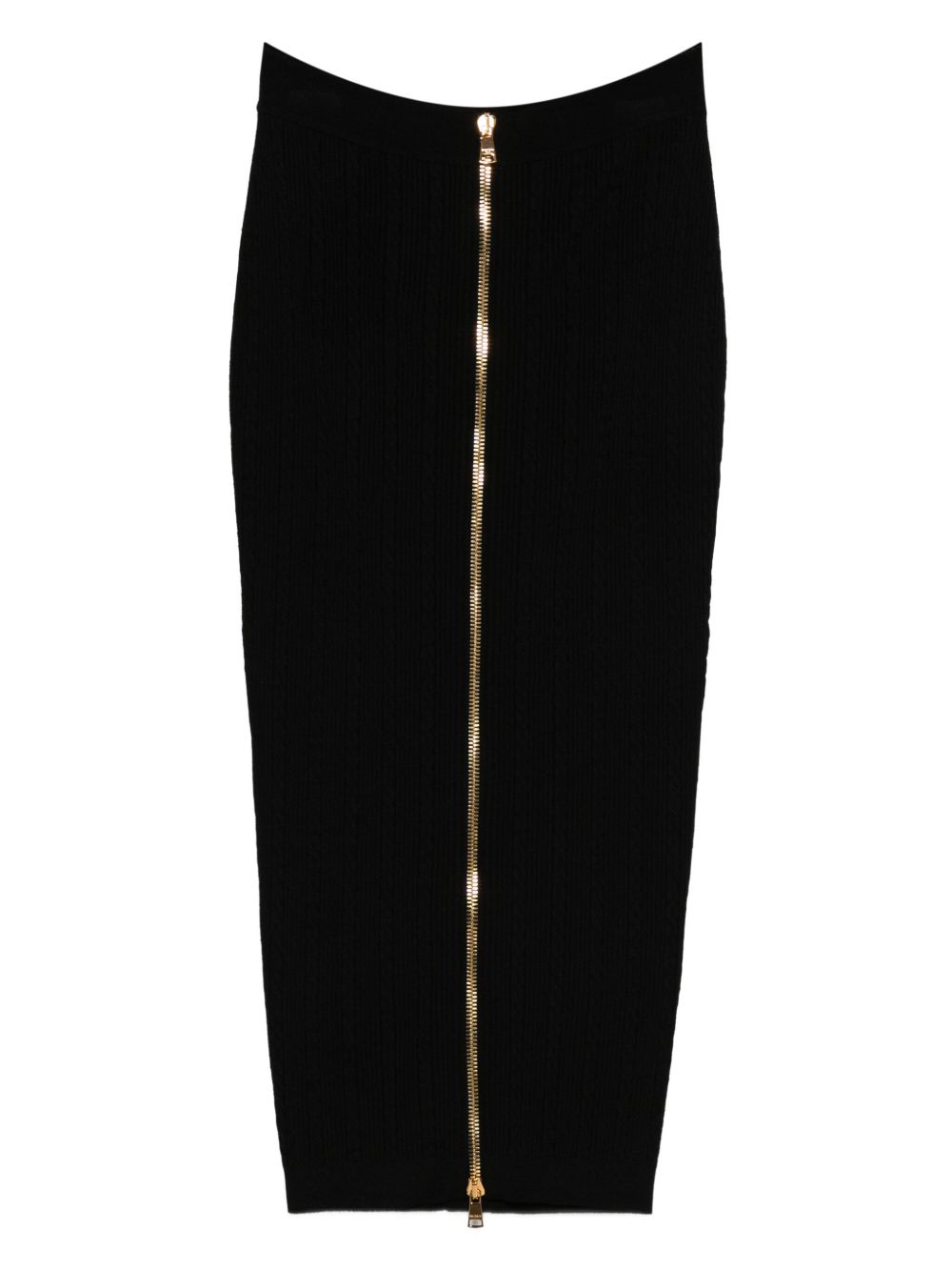 Balmain Cable-knit button-front midi fitted skirt Balmain