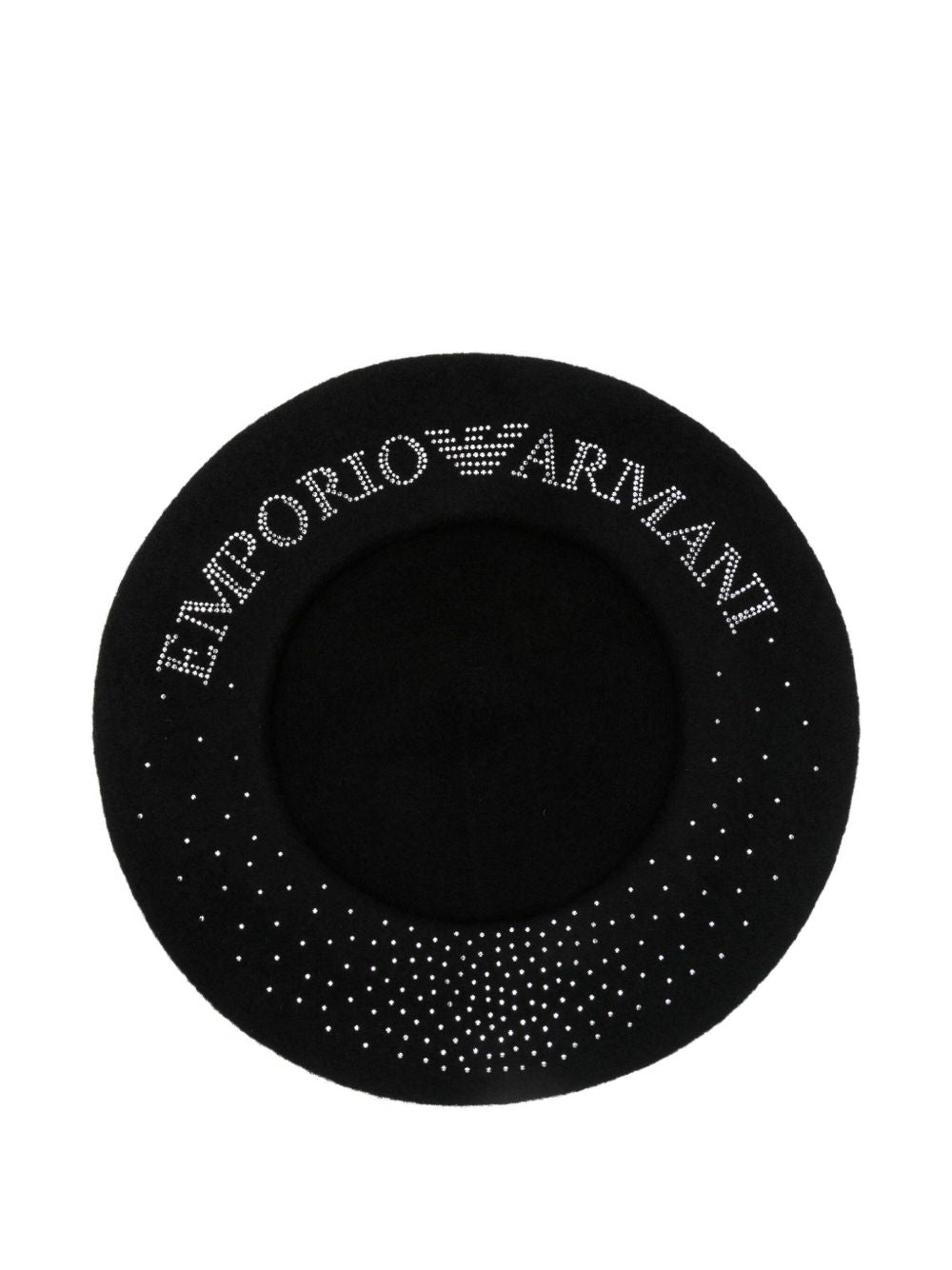 Emporio Armani Wool beret with micro-studded logo Emporio Armani