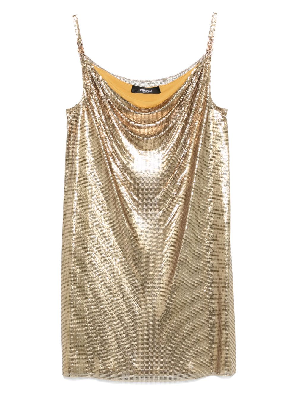 Versace Metallic mesh mini dress with slip Versace