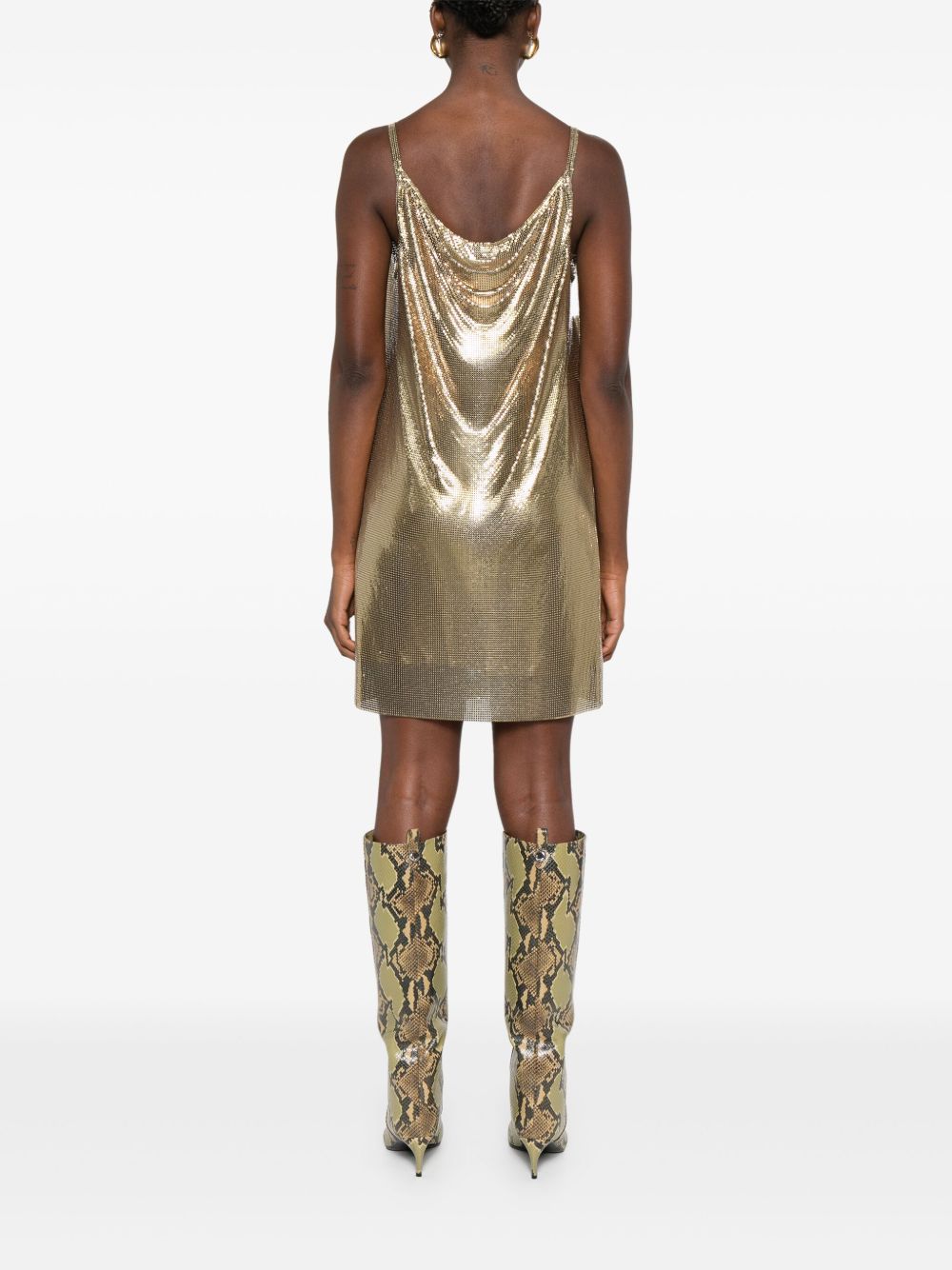 Versace Metallic mesh mini dress with slip Versace