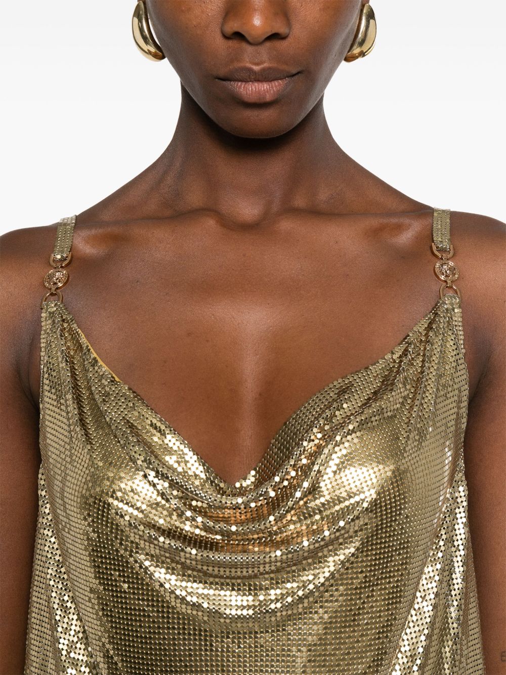 Versace Metallic mesh mini dress with slip Versace