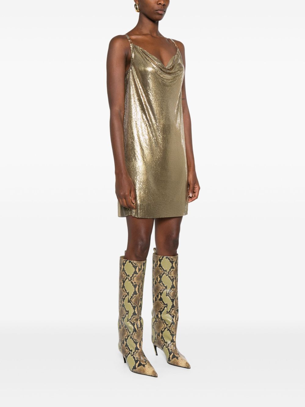 Versace Metallic mesh mini dress with slip Versace