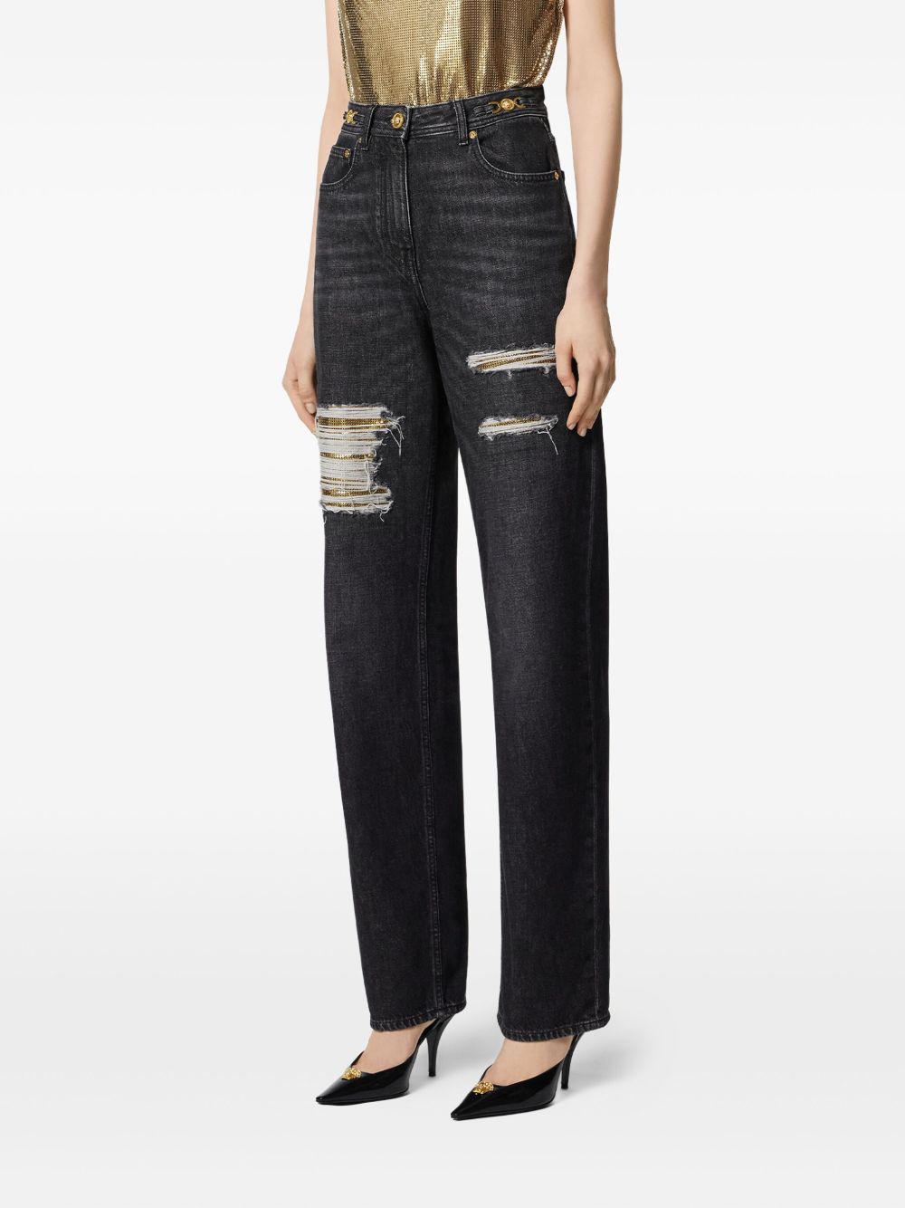 Versace Metal Mesh Regular-Fit Jeans Versace