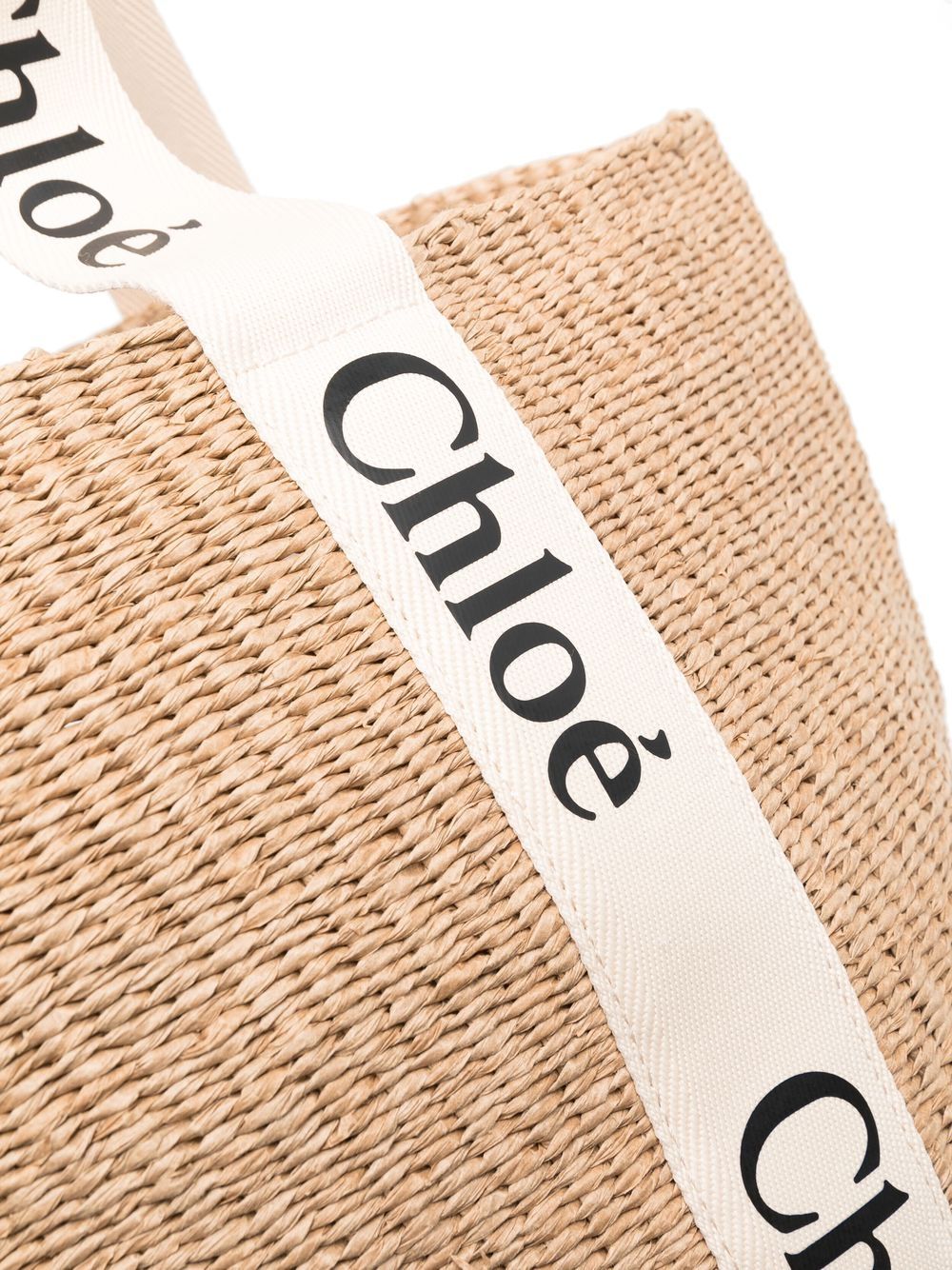 Chloé Large Woody basket bag in natural fibres Chloé
