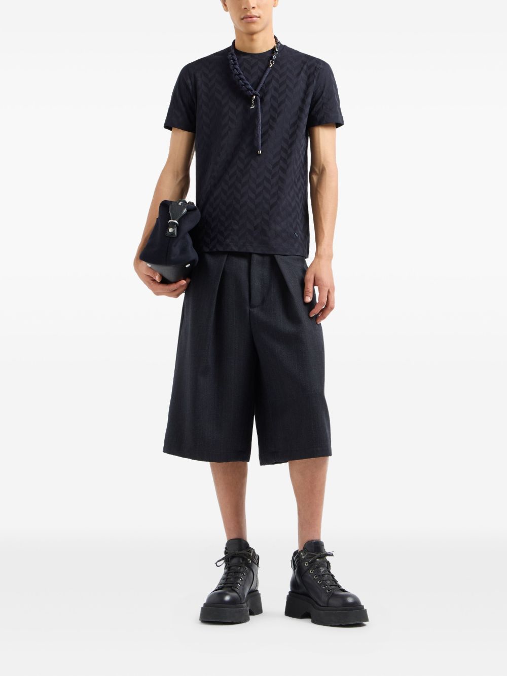 Emporio Armani Jersey T-shirt with all-over jacquard pattern Emporio Armani