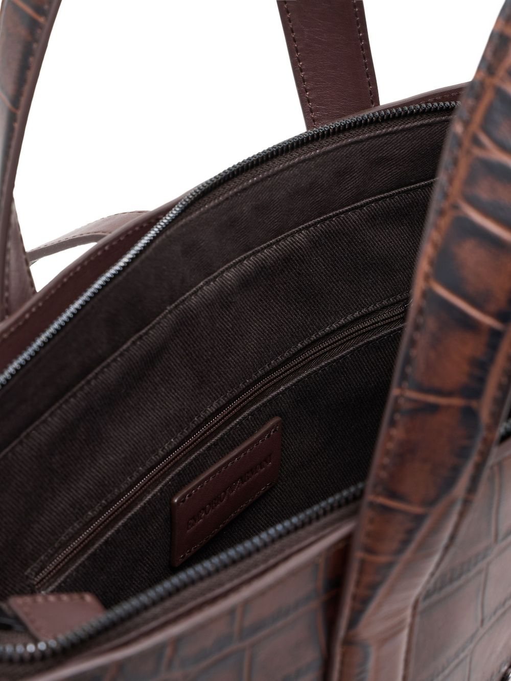 Emporio Armani Crocodile-print leather business bag Emporio Armani