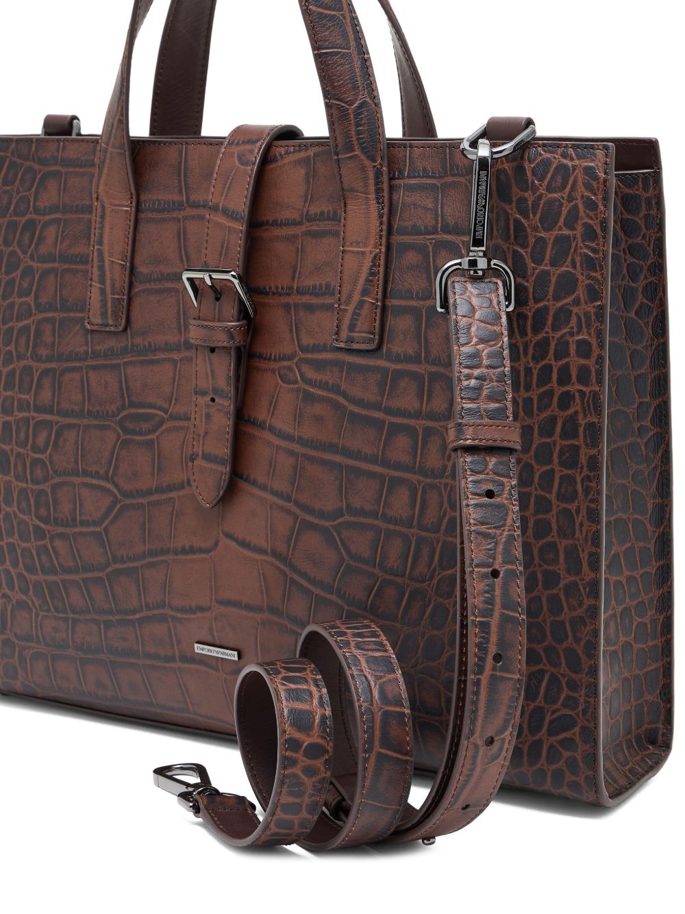 Emporio Armani Crocodile-print leather business bag Emporio Armani