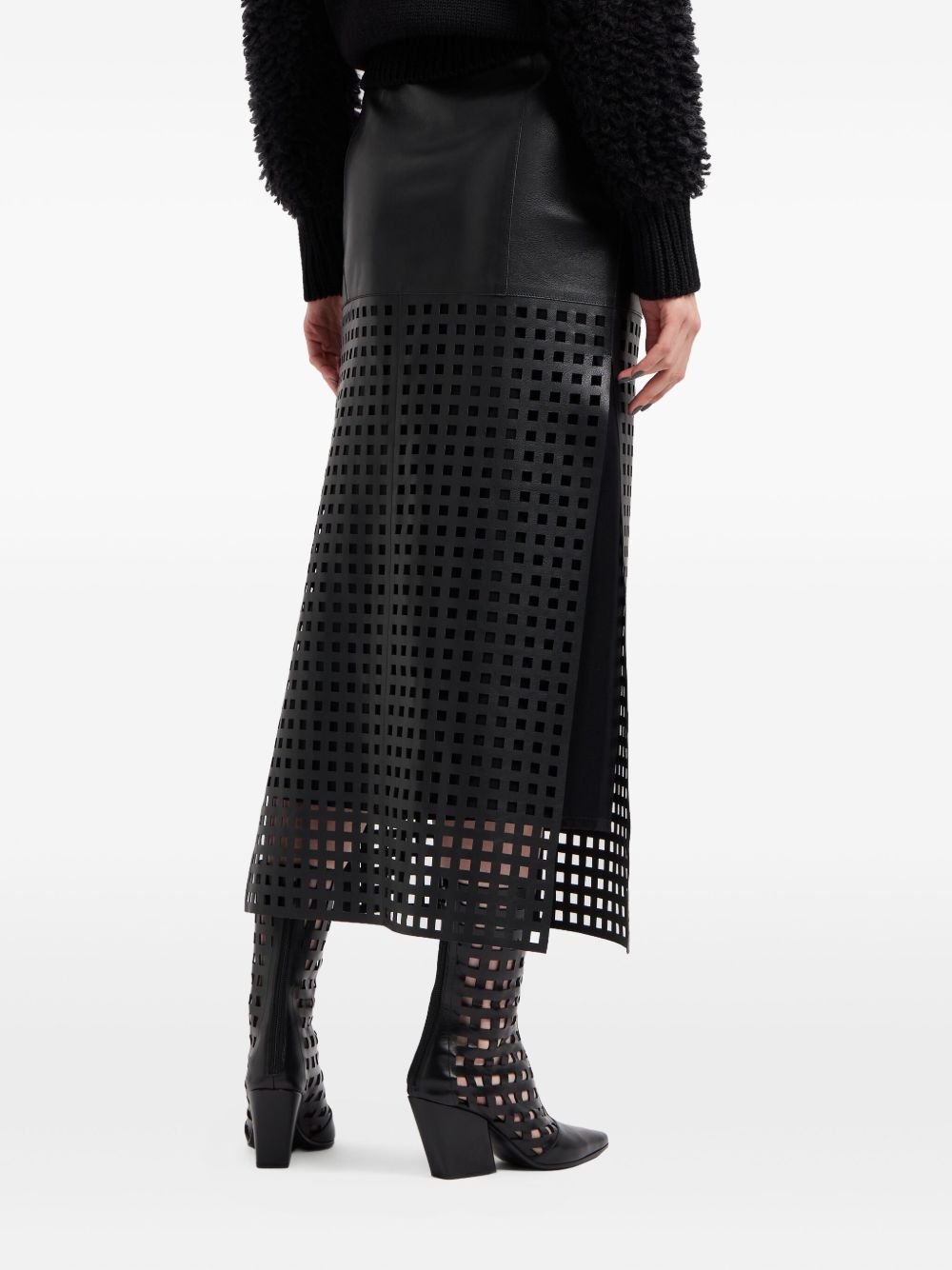Emporio Armani Capsule Polygon longuette skirt in vegetable nappa leather with laser-cut perforations Emporio Armani