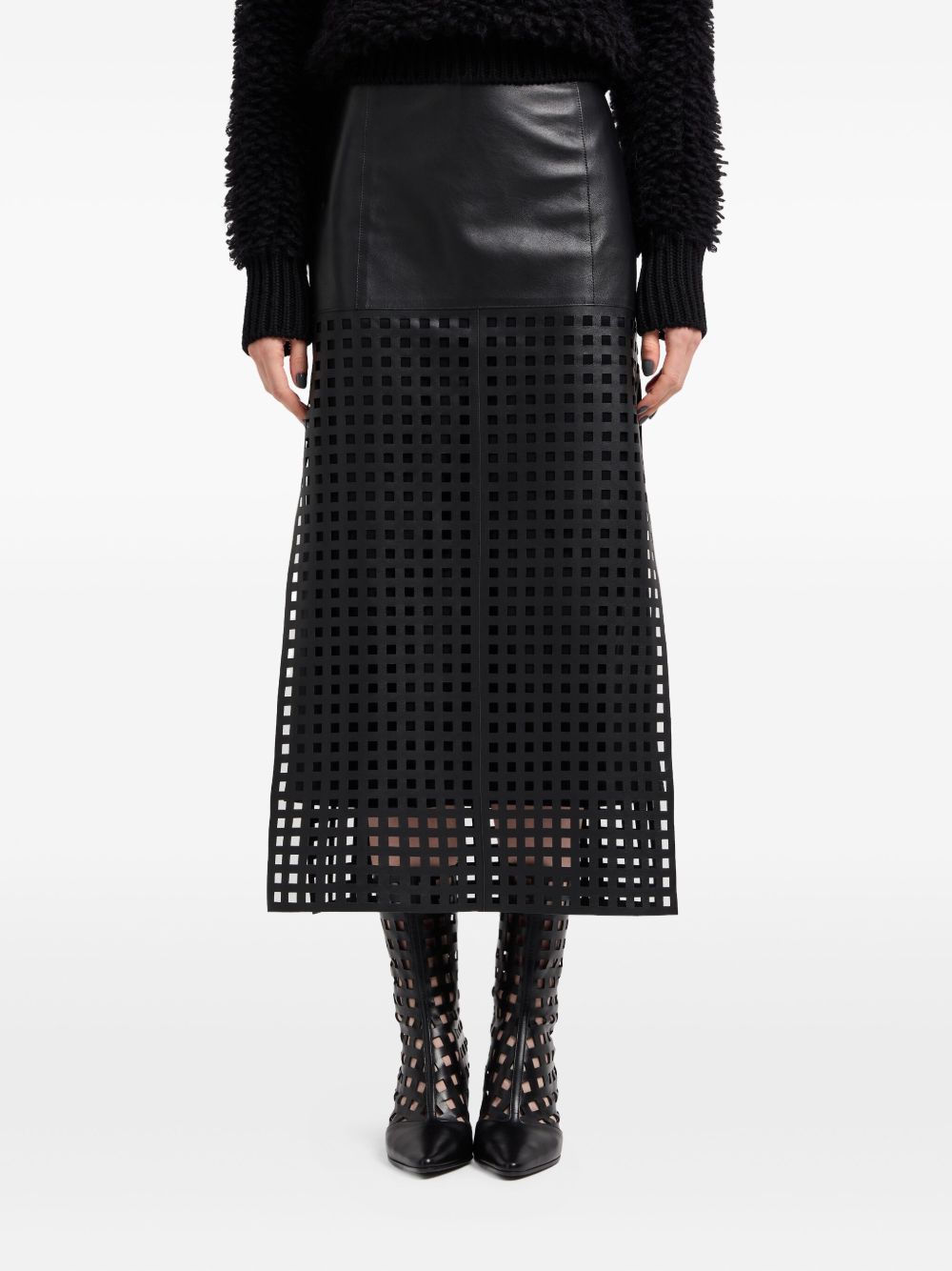 Emporio Armani Capsule Polygon longuette skirt in vegetable nappa leather with laser-cut perforations Emporio Armani