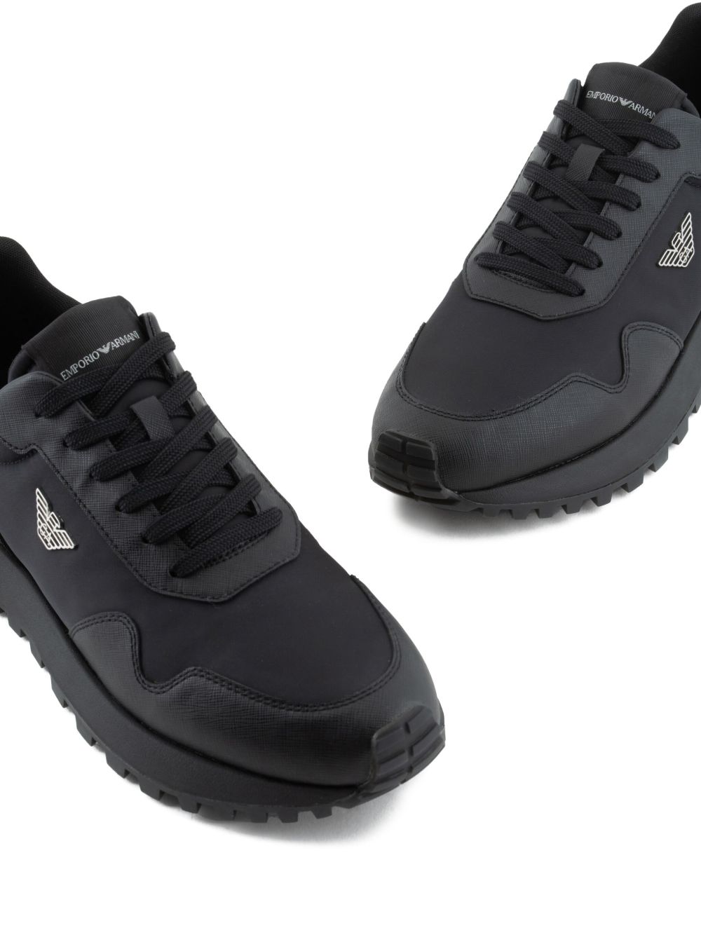 EMPORIO ARMANI EXCLUSIVE Logo-charm lace-up sneakers EMPORIO ARMANI EXCLUSIVE