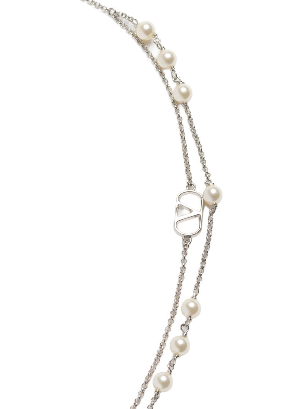 Valentino Garavani Vlogo Signature Metal Necklace With Swarovski Pearls Valentino Garavani