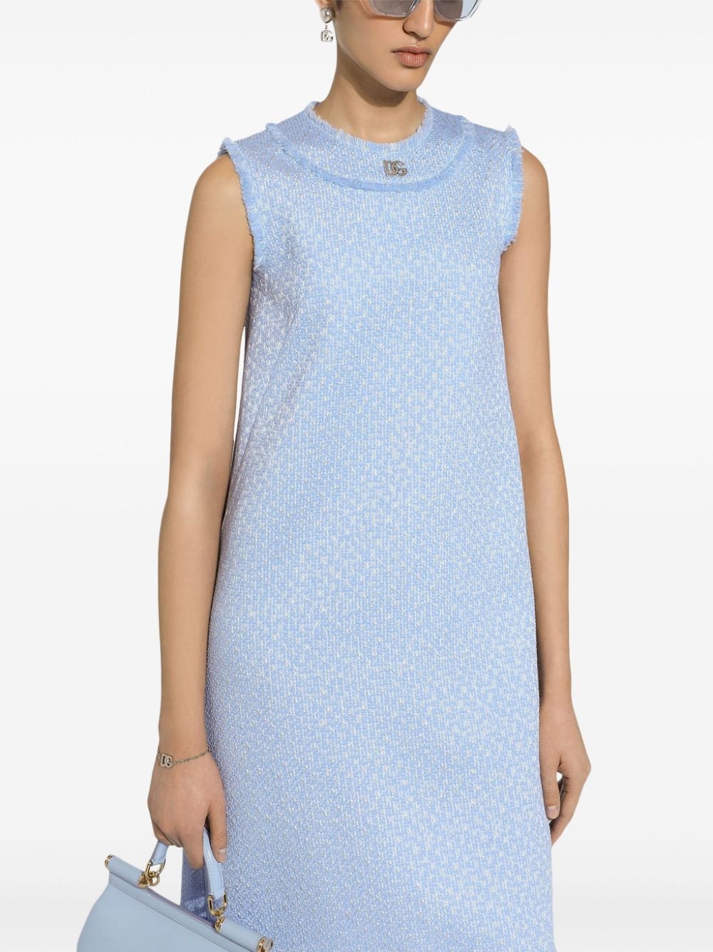 Dolce & Gabbana Sleeveless raschel tweed dress with DG logo Dolce & Gabbana