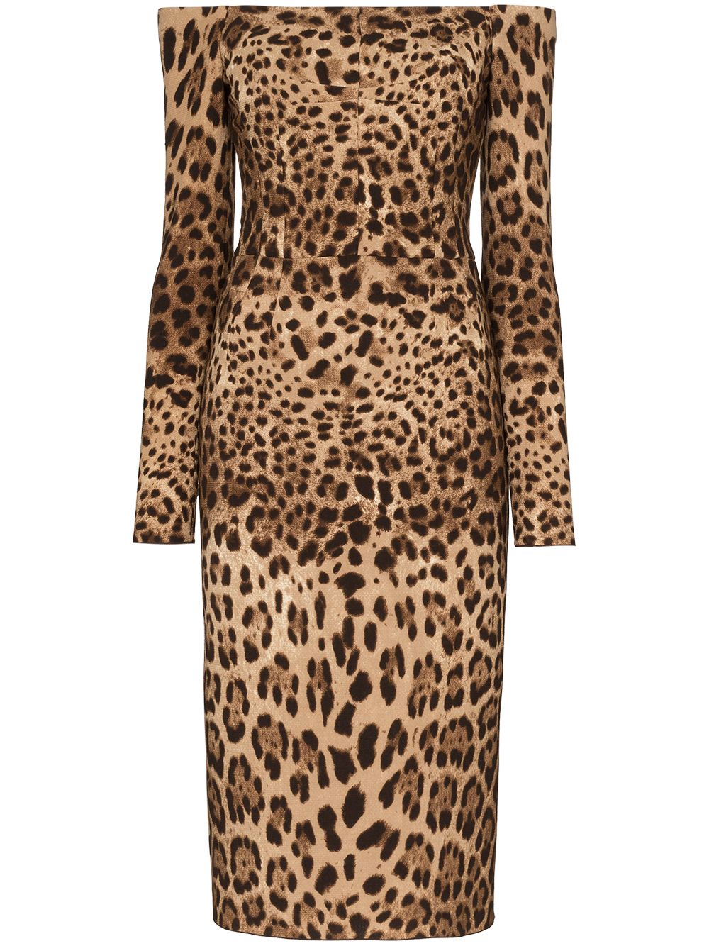 Dolce & Gabbana off-the-shoulder Leopard Print Midi Dress Dolce & Gabbana