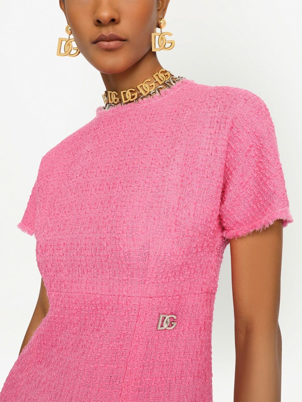 Dolce & Gabbana Rachel tweed calf-length dress with DG logo Dolce & Gabbana