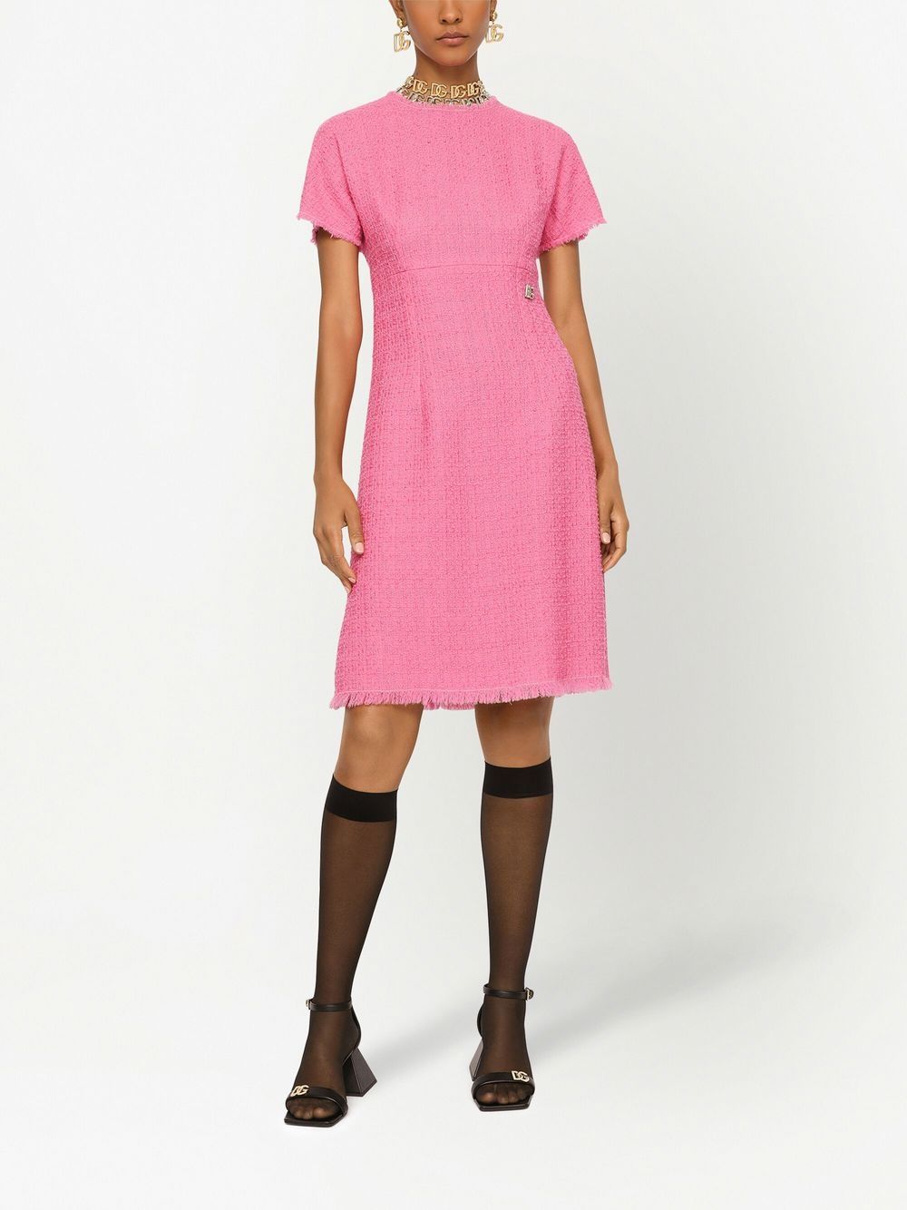 Dolce & Gabbana Rachel tweed calf-length dress with DG logo Dolce & Gabbana