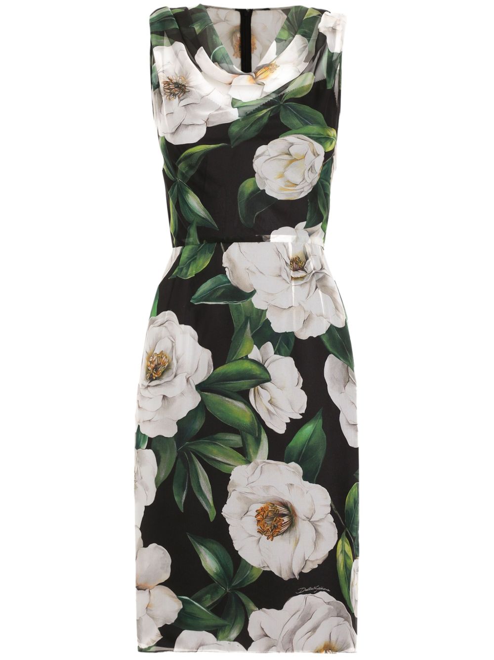 Dolce & Gabbana Gardenia-print chiffon midi dress Dolce & Gabbana