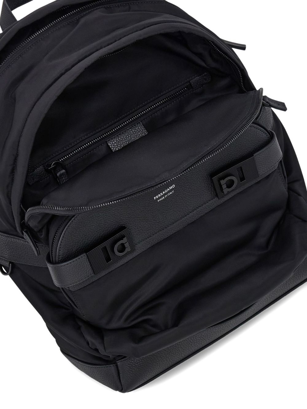 Ferragamo Men's Black Twins Nylon Backpack Ferragamo