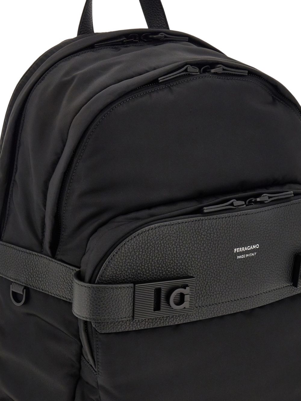 Ferragamo Men's Black Twins Nylon Backpack Ferragamo