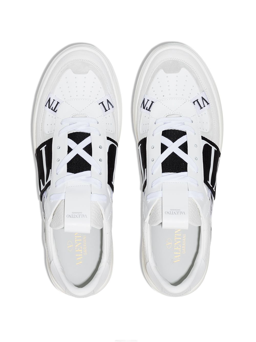Valentino Garavani VL7N Low-Top Sneaker In Calfskin, Mesh Fabric And Ribbons Valentino Garavani