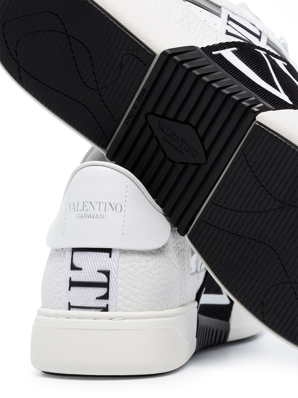 Valentino Garavani VL7N Low-Top Sneaker In Calfskin, Mesh Fabric And Ribbons Valentino Garavani