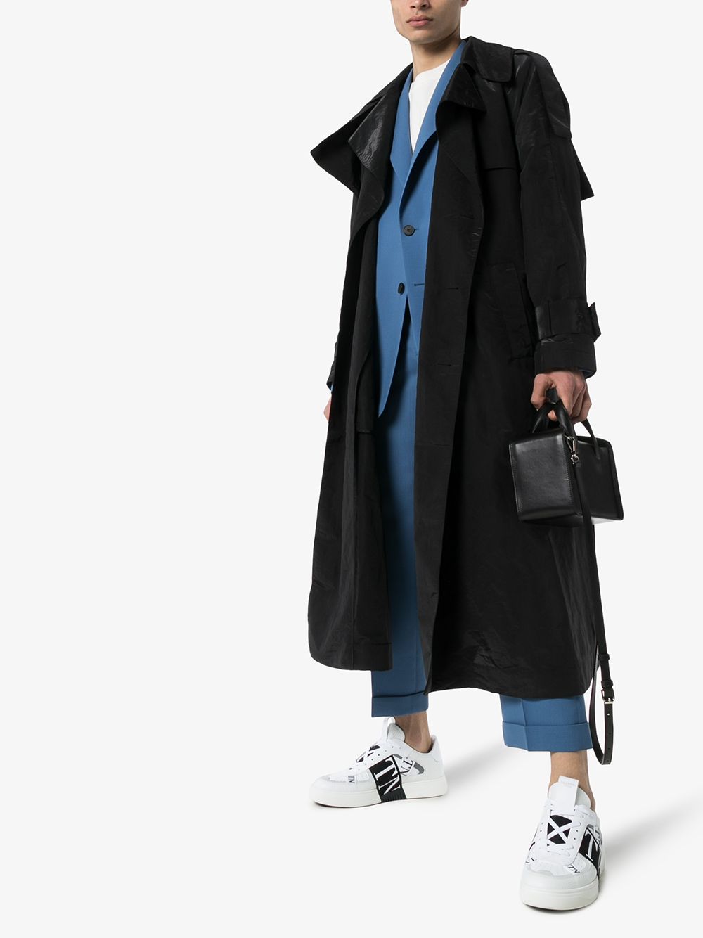 Valentino Garavani VL7N Low-Top Sneaker In Calfskin, Mesh Fabric And Ribbons Valentino Garavani