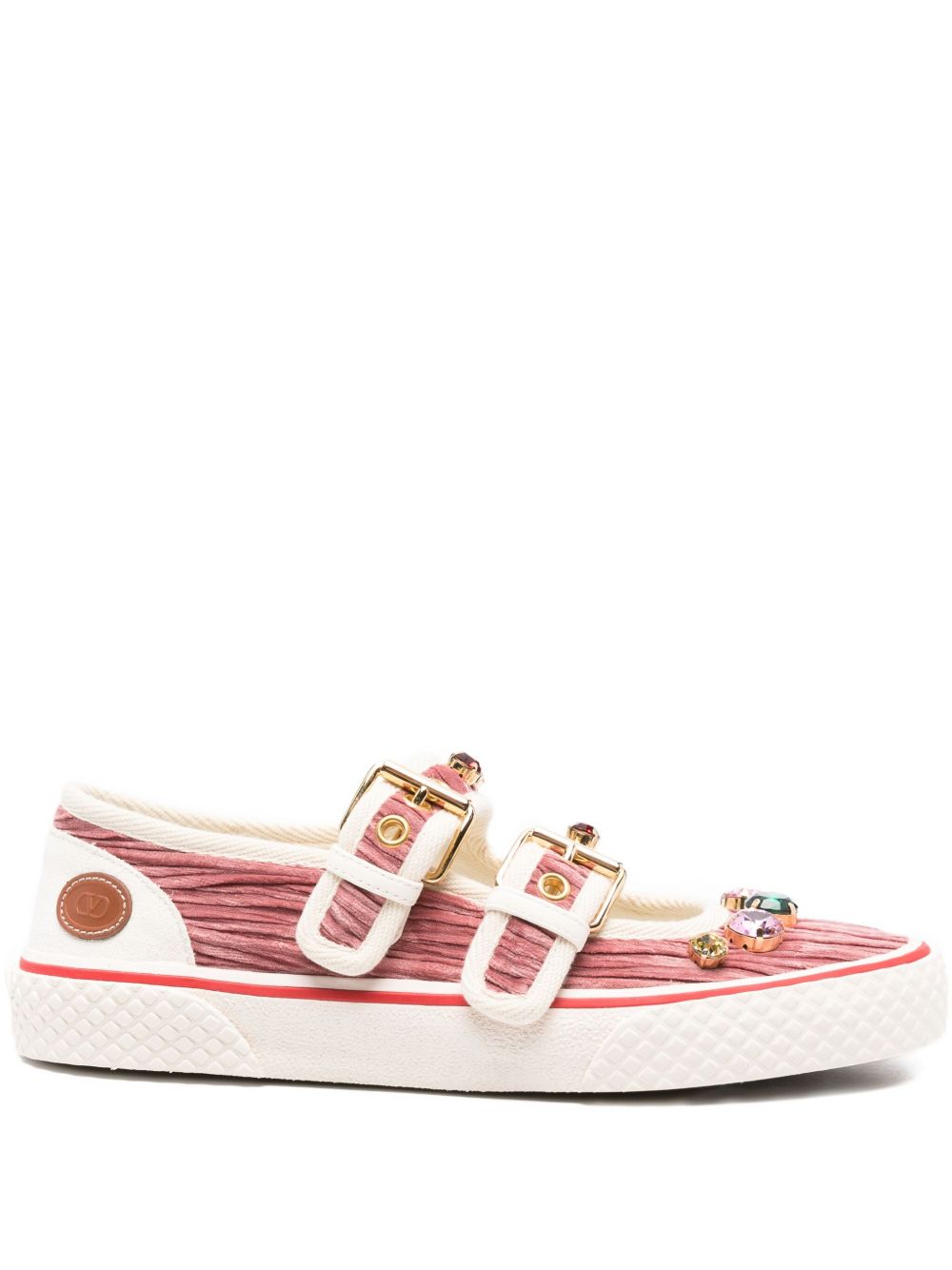 Valentino Garavani Jewel-embellished buckle sneakers Valentino Garavani