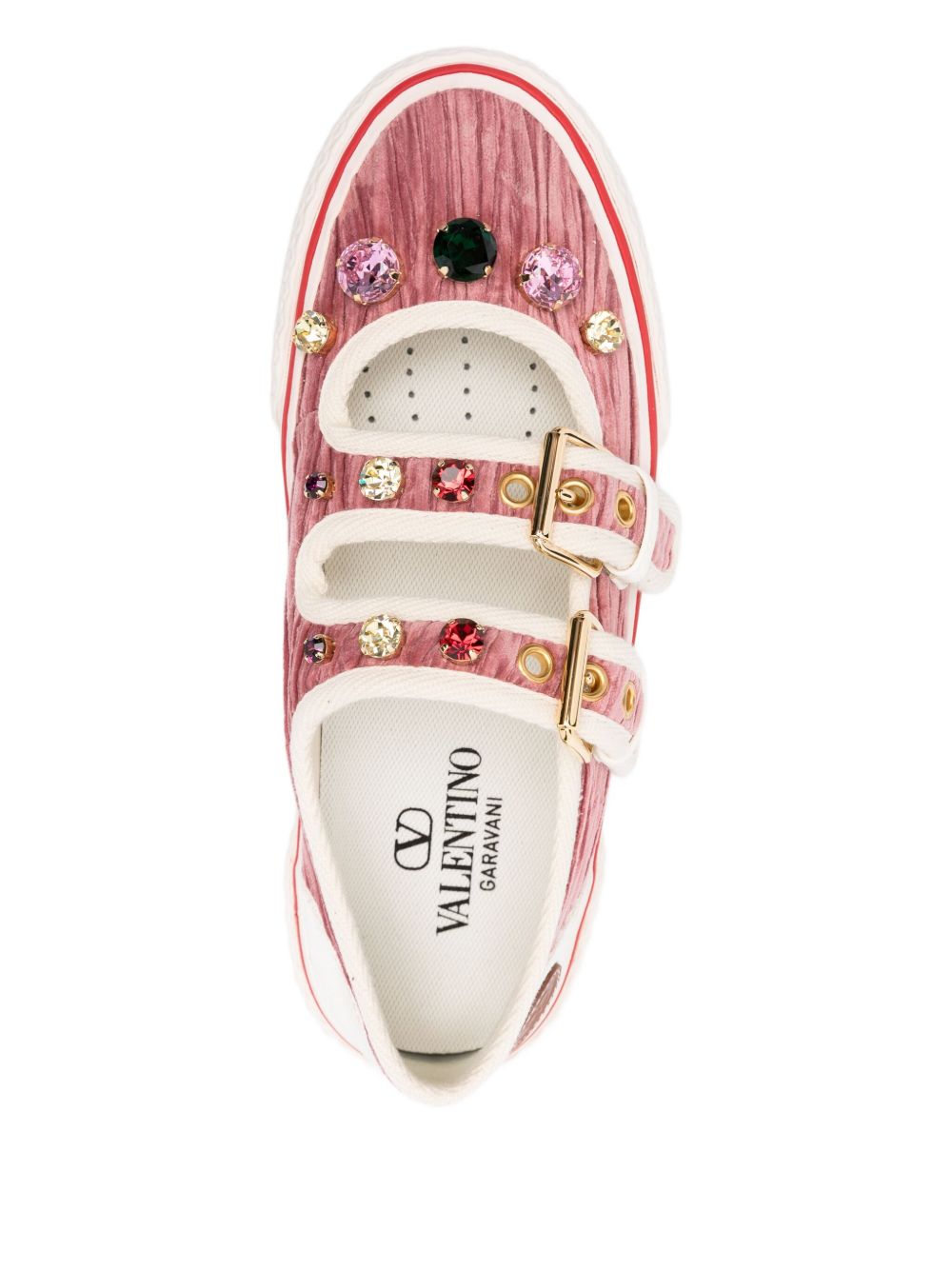 Valentino Garavani Jewel-embellished buckle sneakers Valentino Garavani