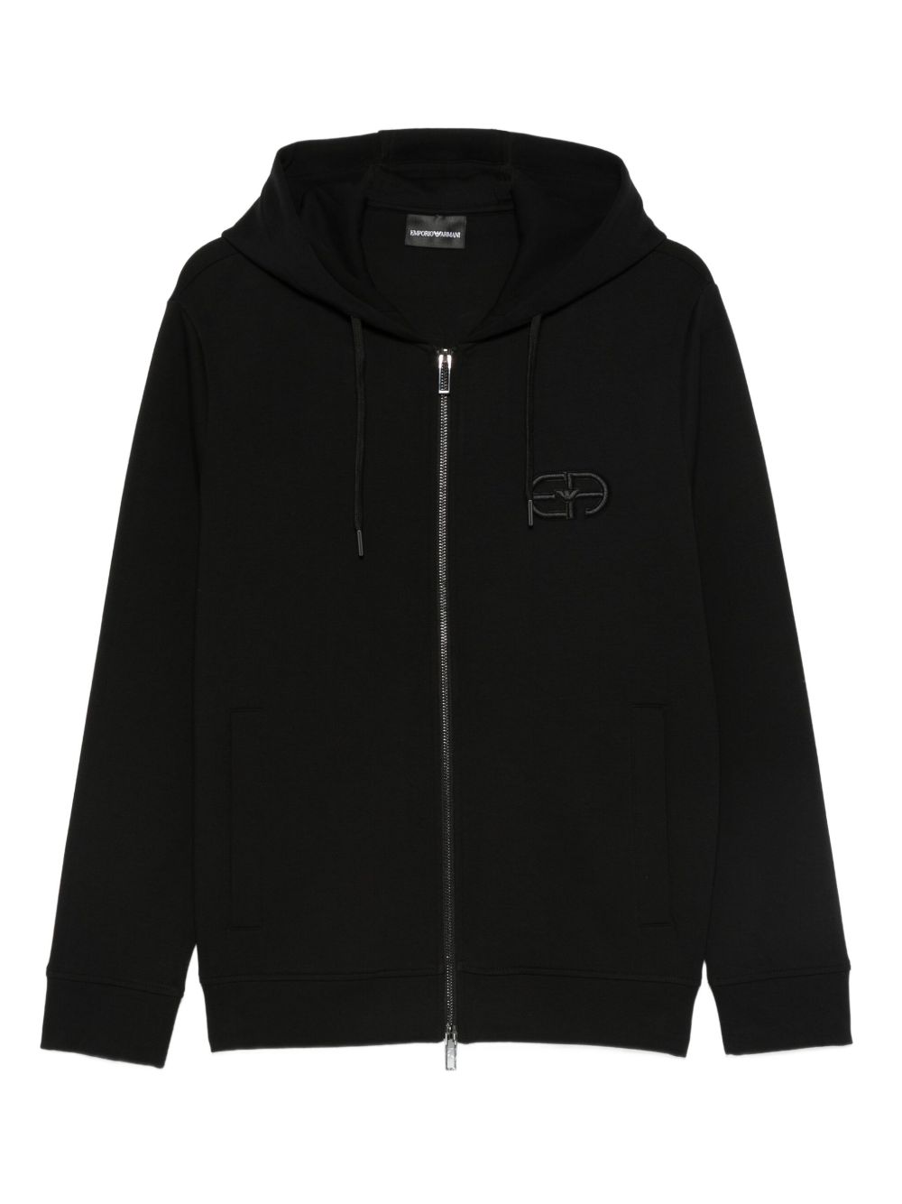 Emporio Armani Double jersey zip-up hoodie with embossed EA logo embroidery Emporio Armani