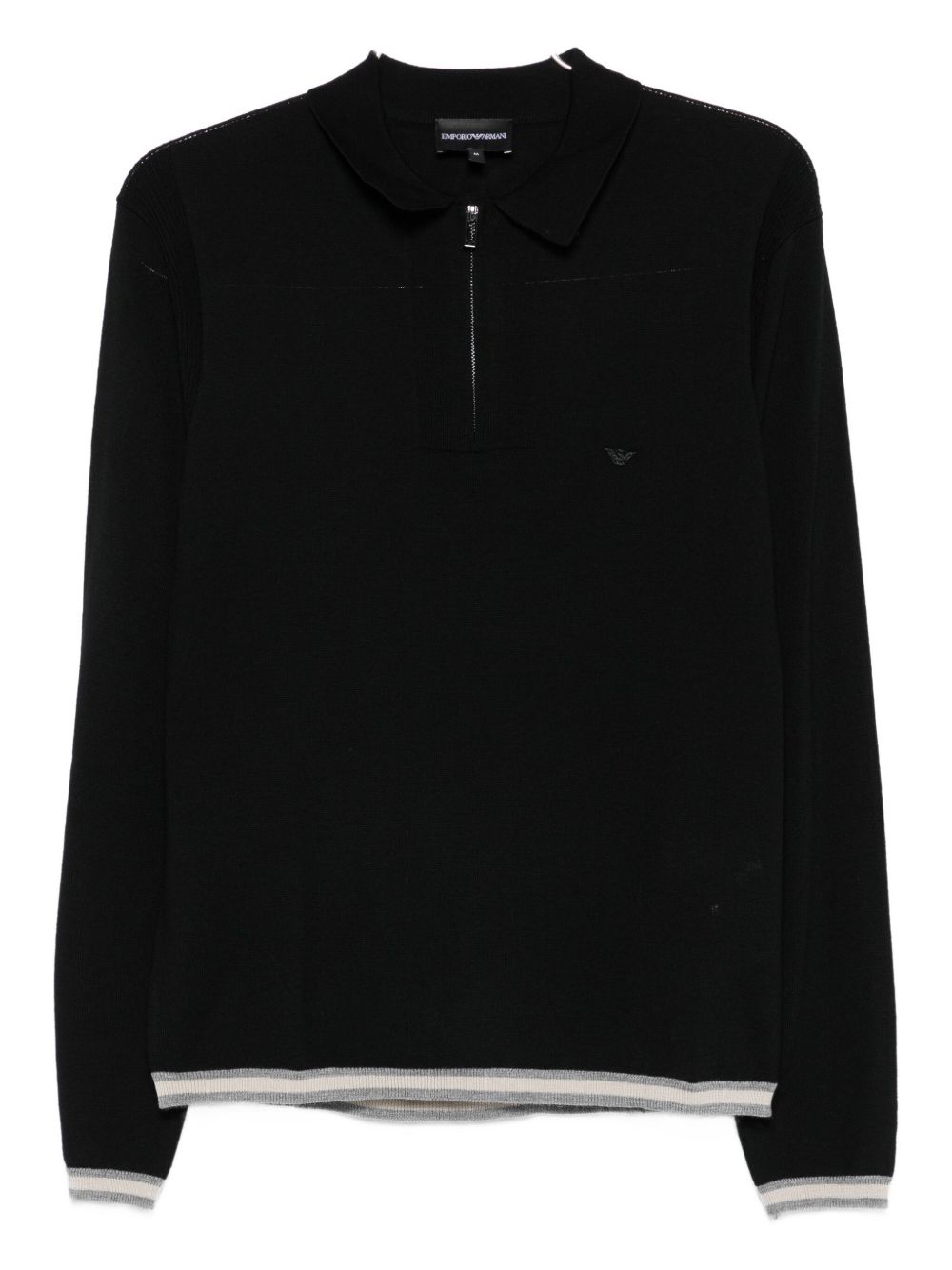 Emporio Armani Zip-up polo neck sweater in shaved virgin wool Emporio Armani