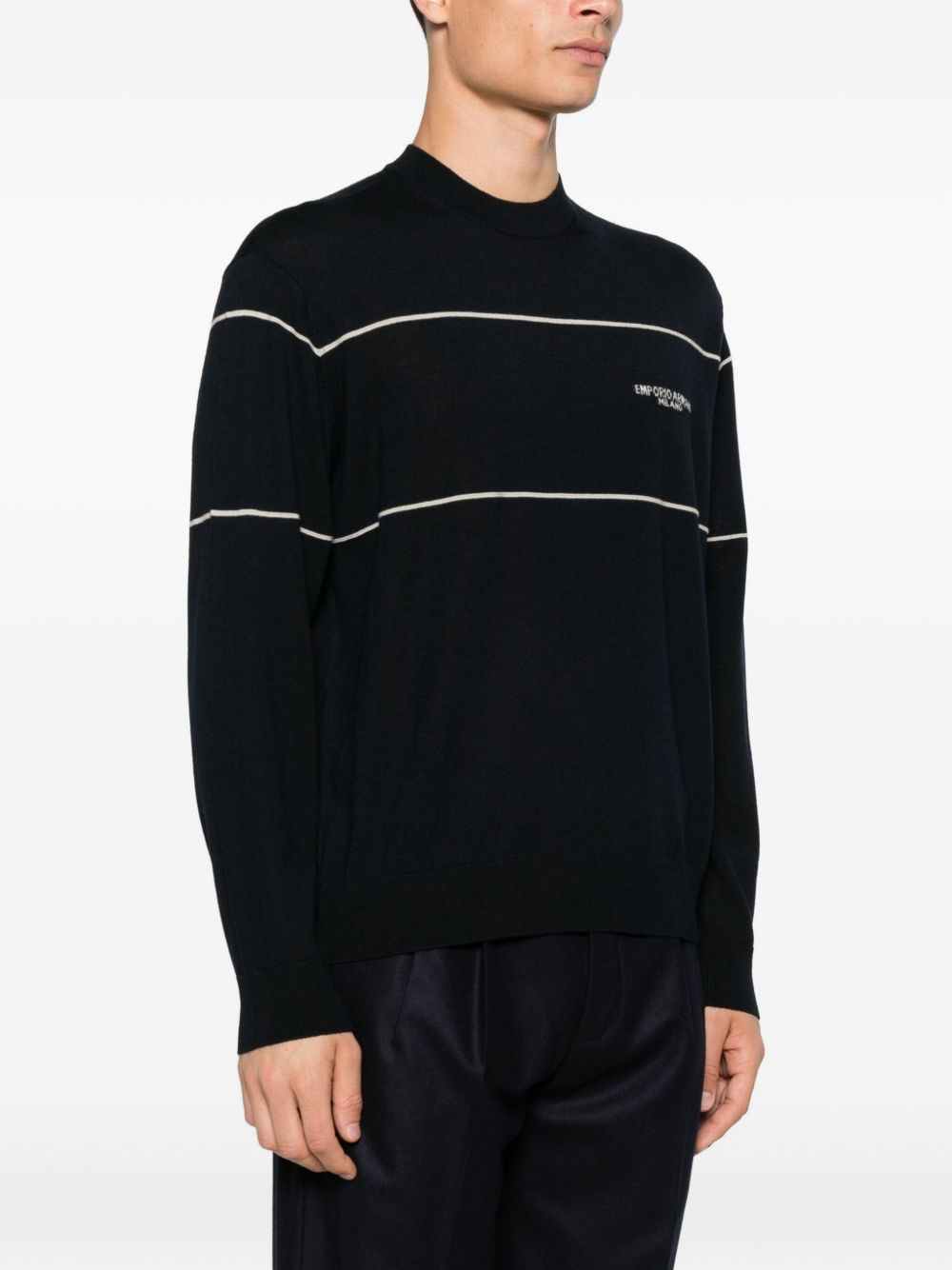 Emporio Armani Virgin wool sweater with jacquard logo Emporio Armani