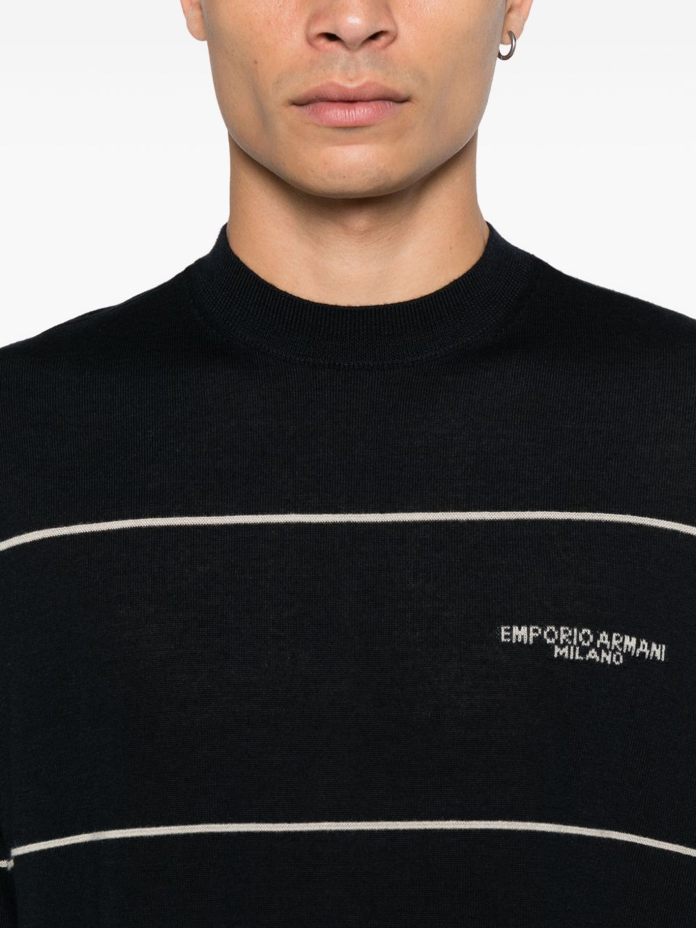 Emporio Armani Virgin wool sweater with jacquard logo Emporio Armani