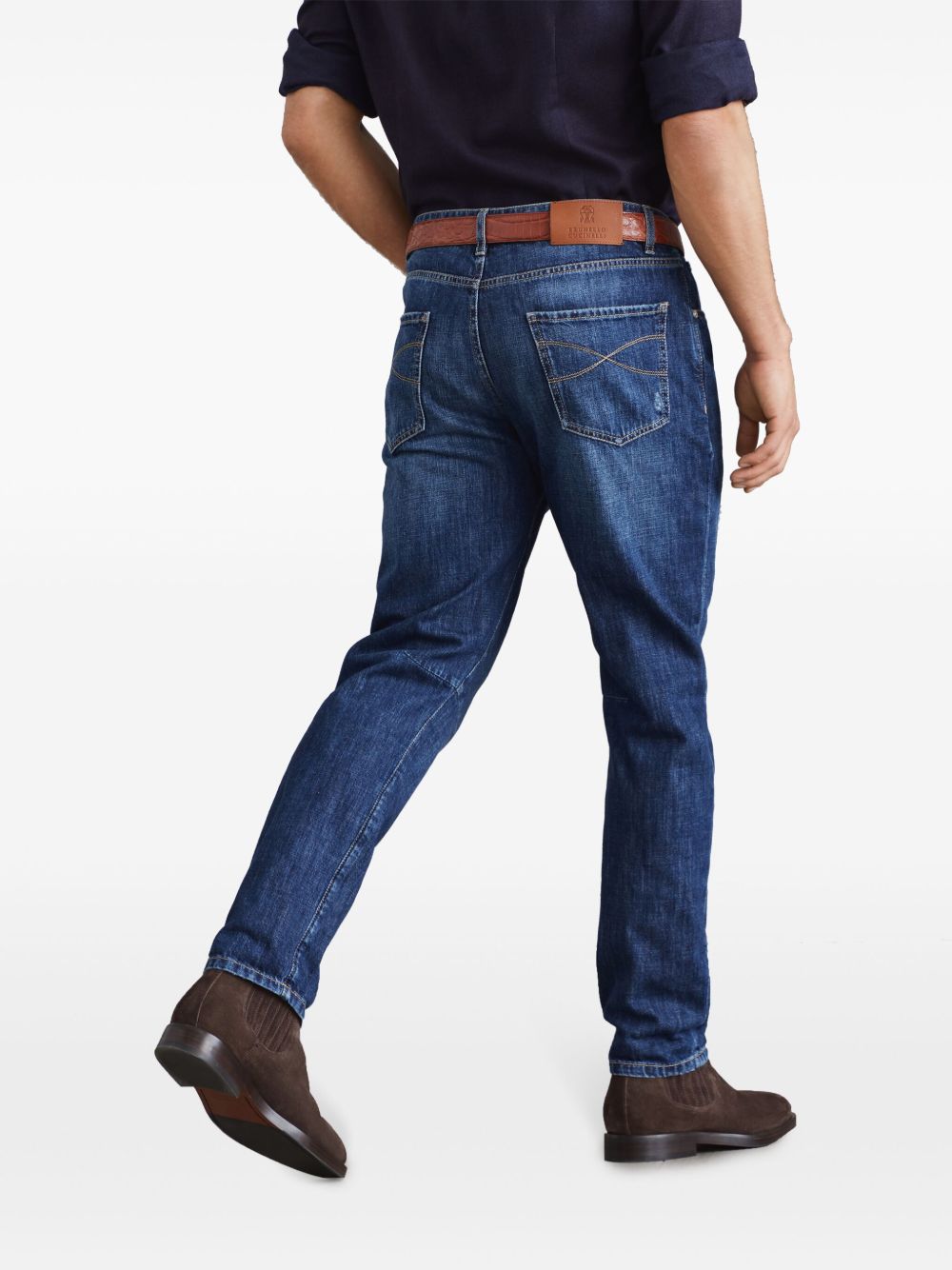 Brunello Cucinelli Distressed-finish straight-leg jeans Brunello Cucinelli