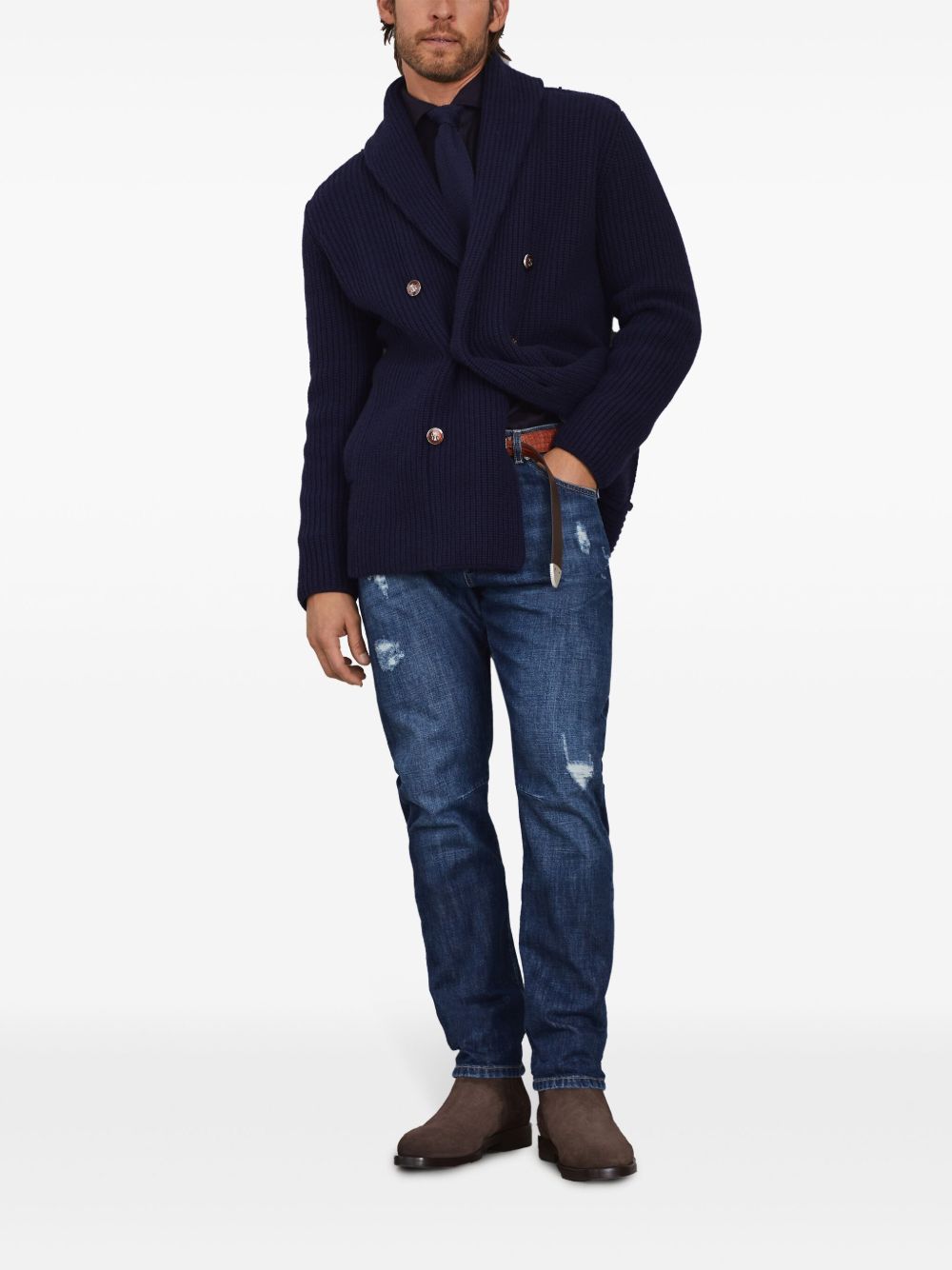 Brunello Cucinelli Distressed-finish straight-leg jeans Brunello Cucinelli