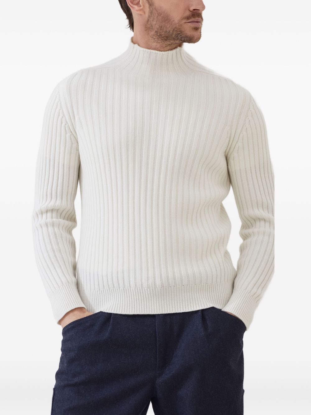 Brunello Cucinelli Cashmere flat rib turtleneck sweater Brunello Cucinelli